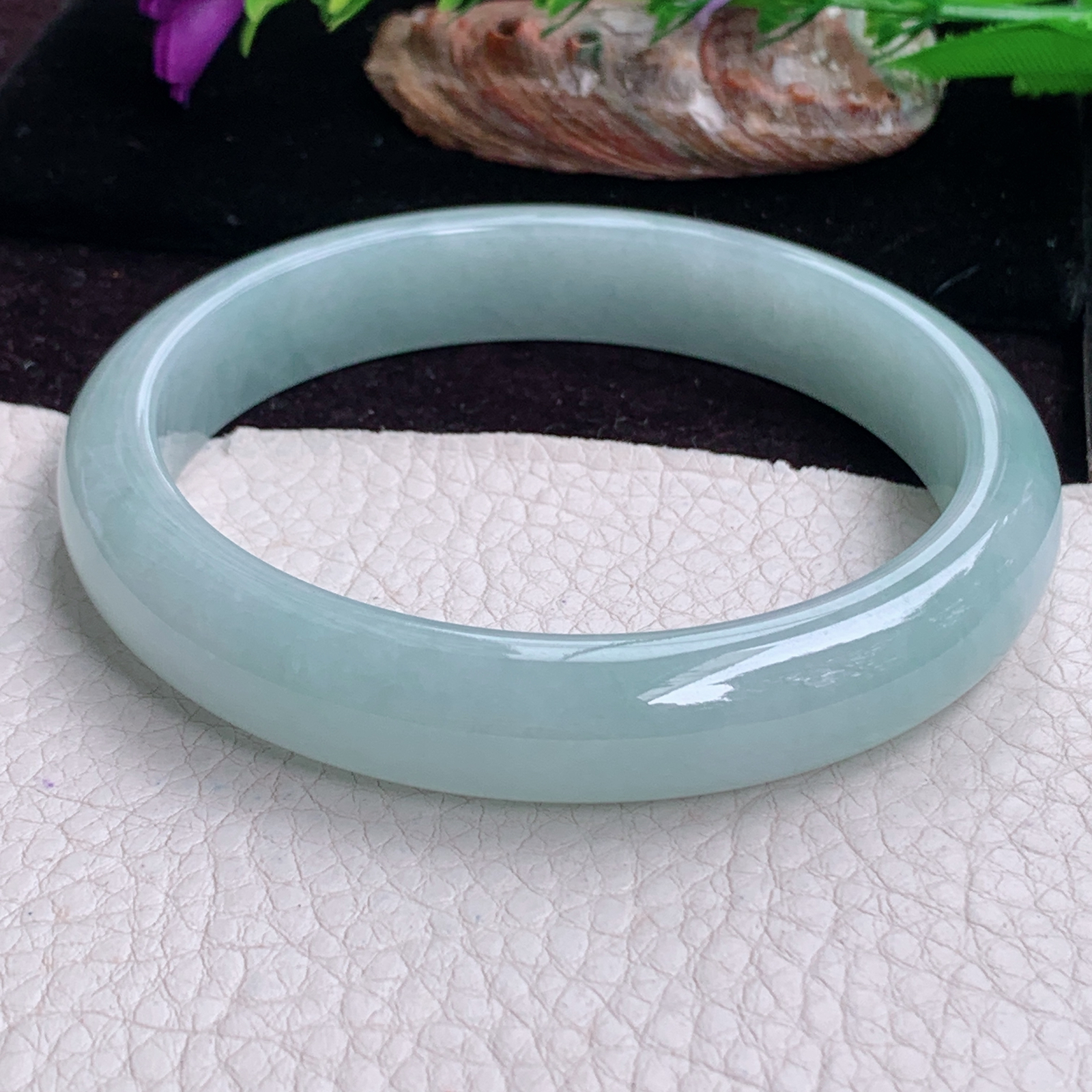 pj大圈口66*12.8*8.5平安镯 天然缅甸翡翠手镯晴水正圈玉镯子