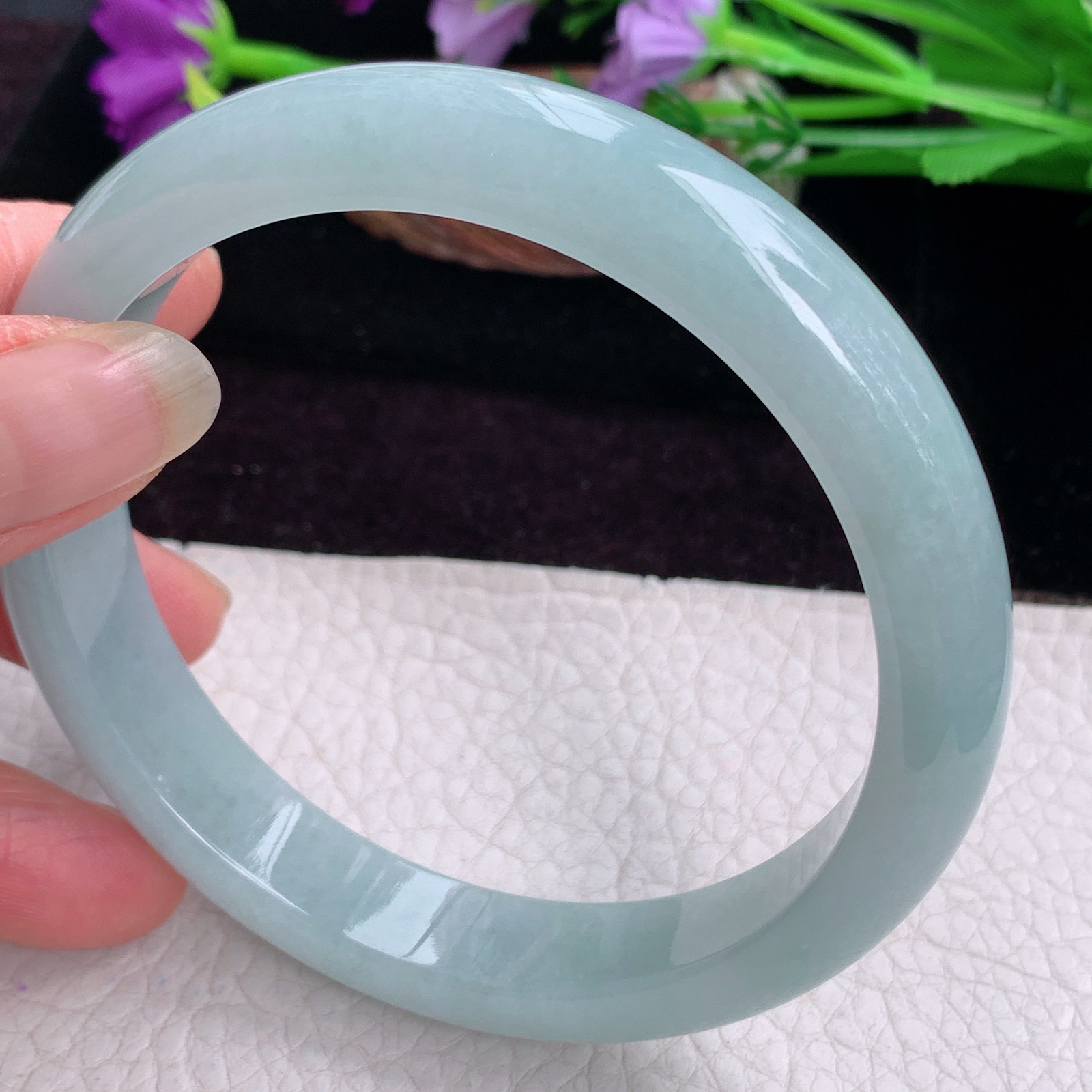 pj大圈口66*12.8*8.5平安镯 天然缅甸翡翠手镯晴水正圈玉镯子