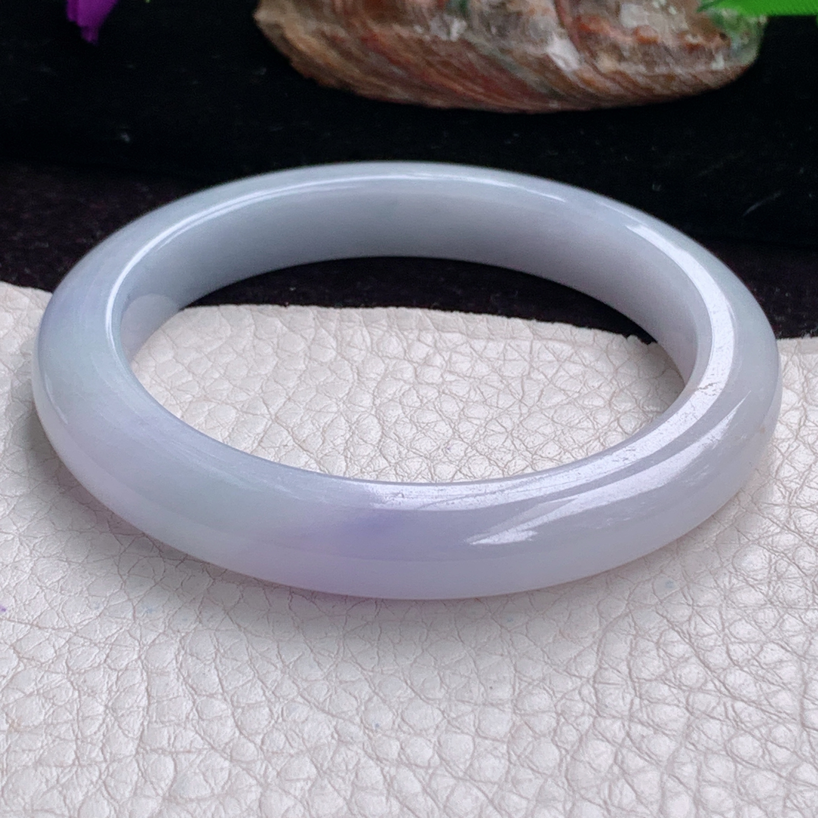 z甜美款54.5*9.5*8.5平安镯 天然缅甸翡翠手镯紫罗兰秀气正圈玉镯子