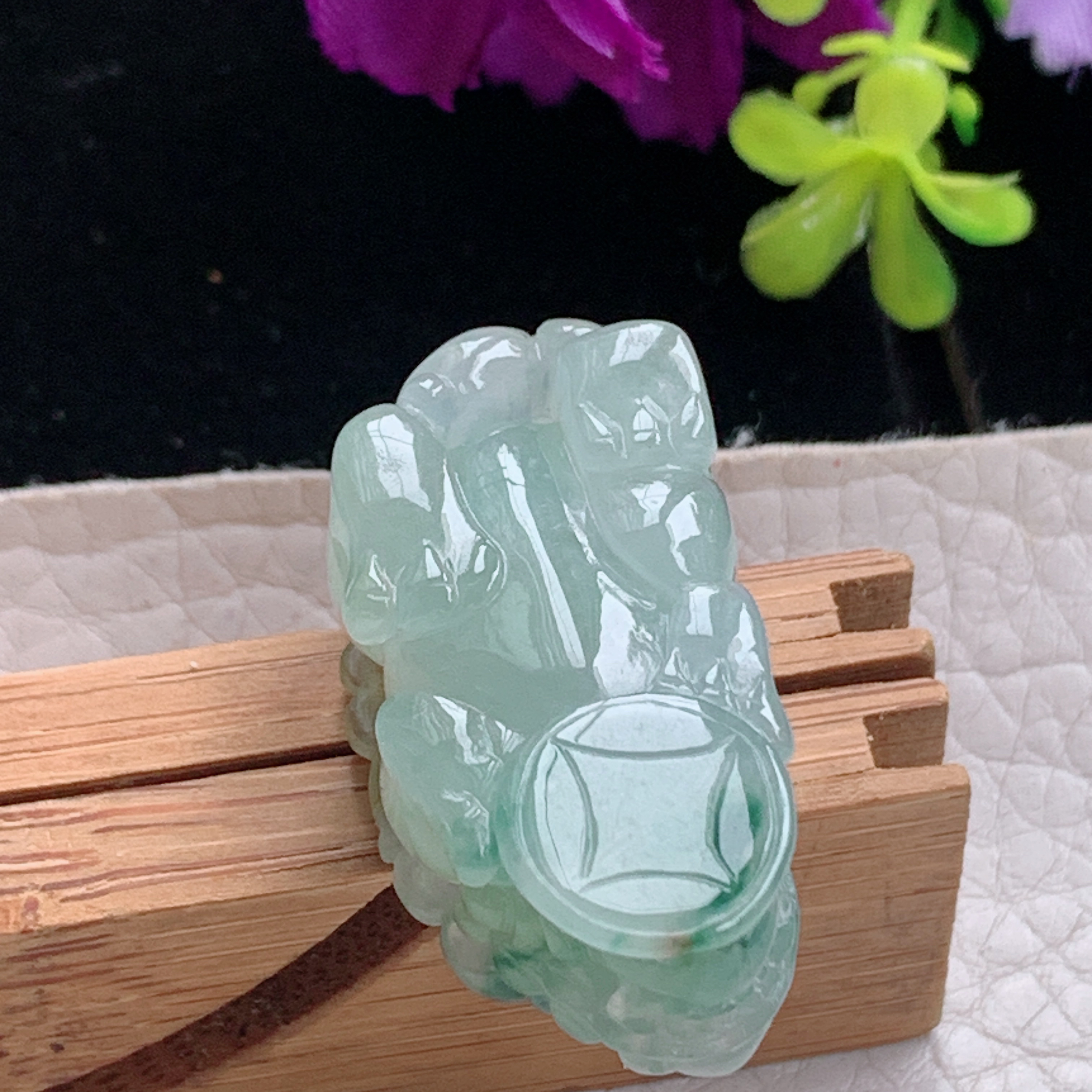 zz3实拍32*16*13.8缅甸翡翠冰三彩招财貔貅吊坠皮休瑞兽玉坠