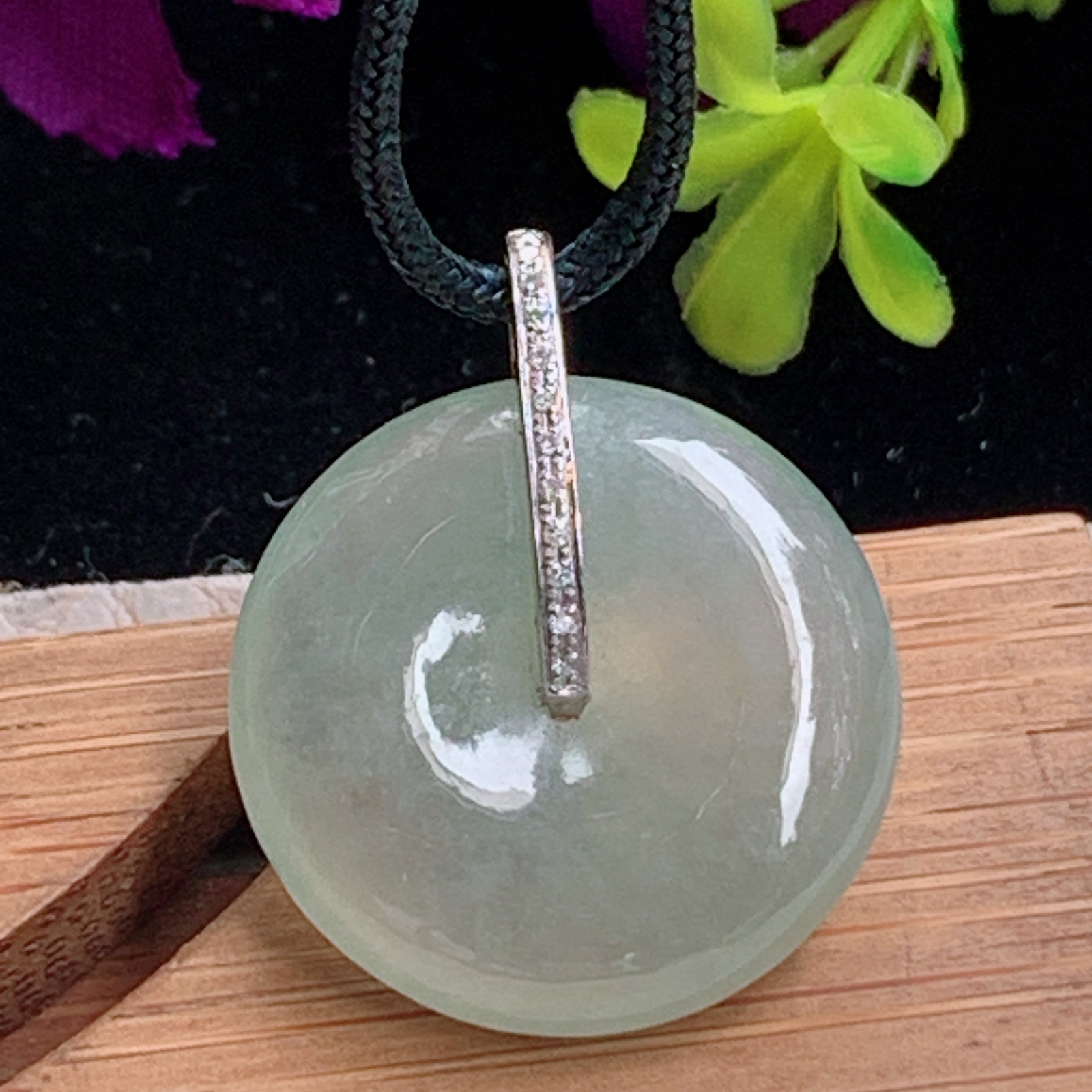 zz3实拍25*20.5*5缅甸翡翠冰糖雪梨小平安扣吊坠 镶金宝宝平安锁骨坠