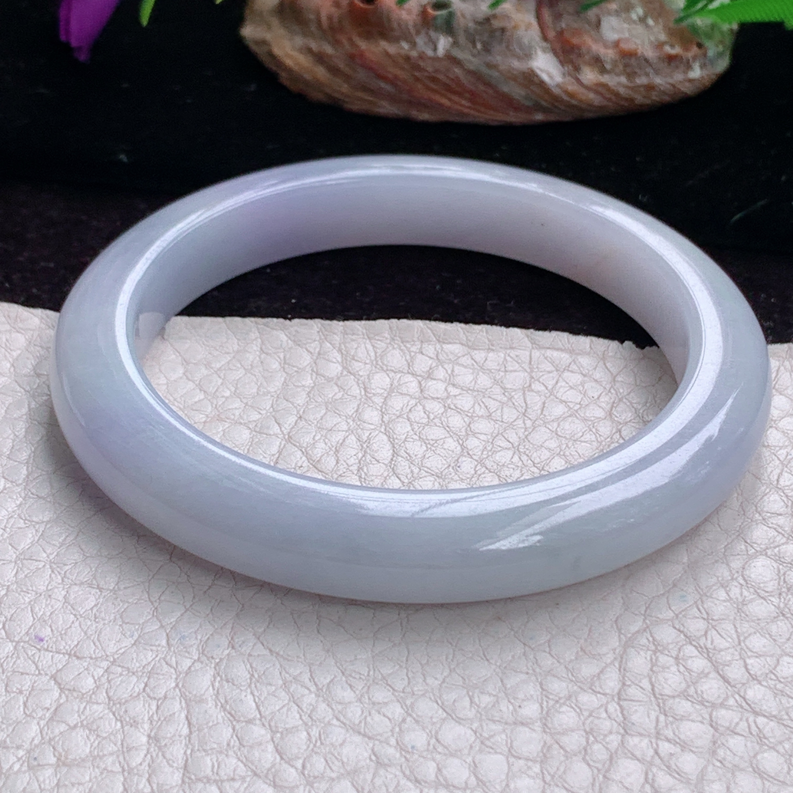 z甜美款54.5*9.5*8.5平安镯 天然缅甸翡翠手镯紫罗兰秀气正圈玉镯子