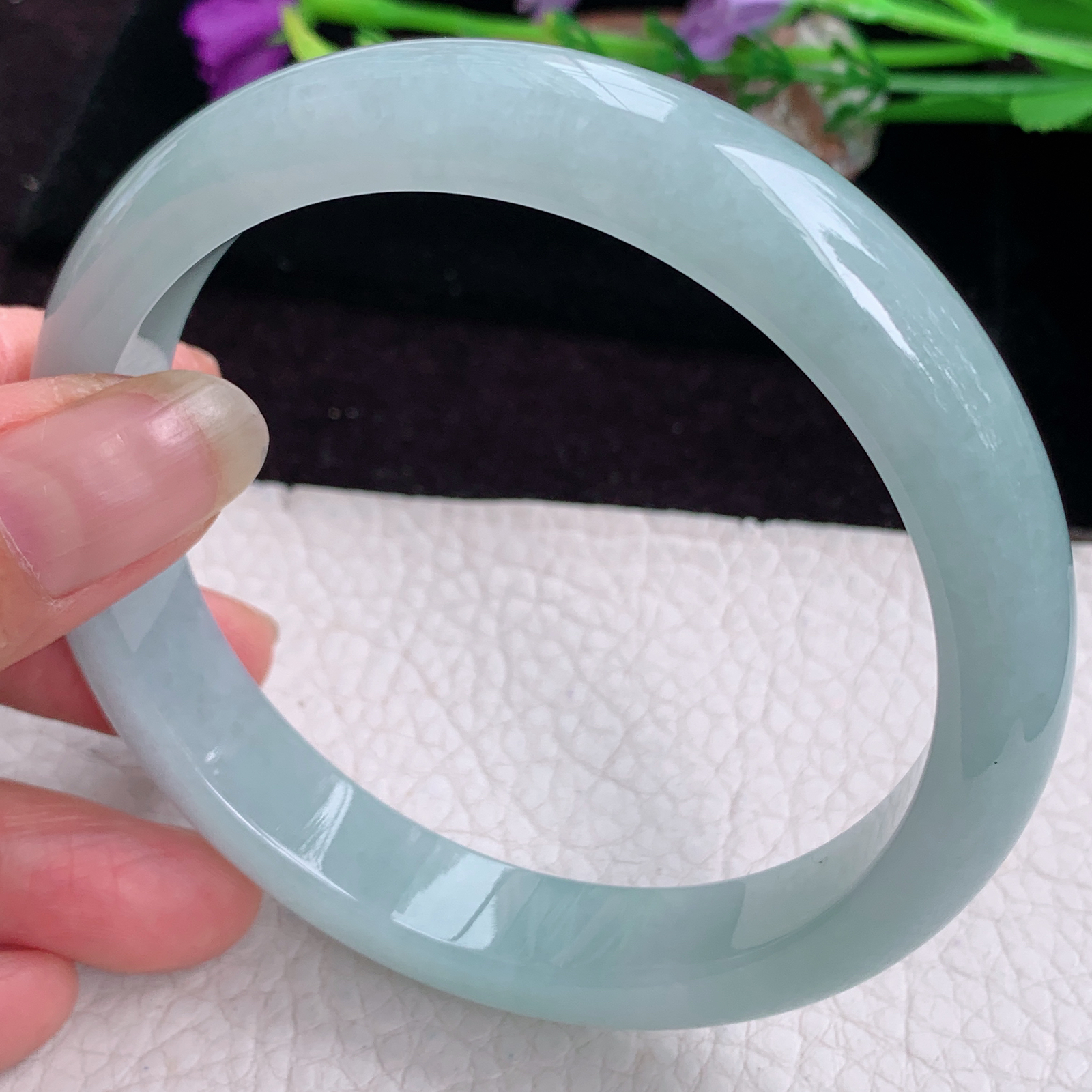 pj大圈口66*12.8*8.5平安镯 天然缅甸翡翠手镯晴水正圈玉镯子