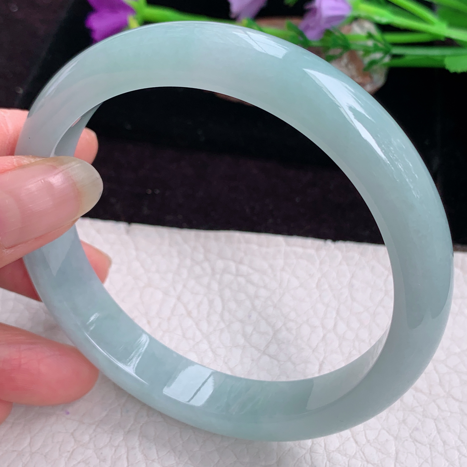 pj大圈口66*12.8*8.5平安镯 天然缅甸翡翠手镯晴水正圈玉镯子