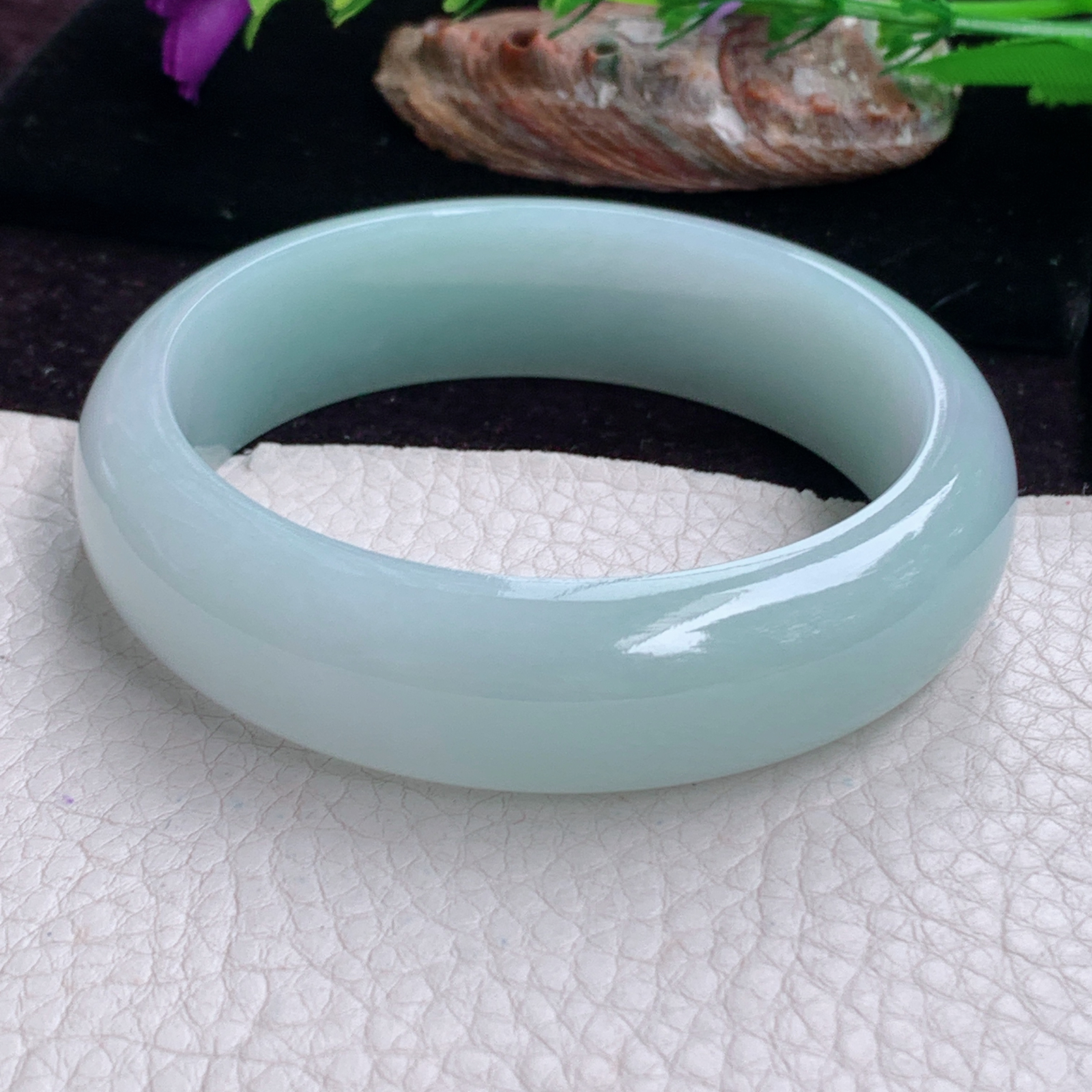 hy实拍58.8*17.2*8.6轮胎镯 天然缅甸翡翠手镯蓝韵胶感正圈玉镯子