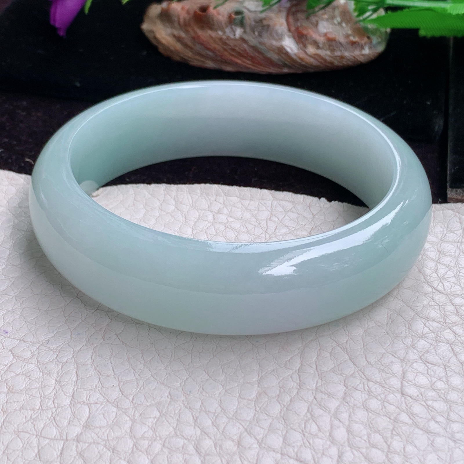 hy实拍58.8*17.2*8.6轮胎镯 天然缅甸翡翠手镯蓝韵胶感正圈玉镯子