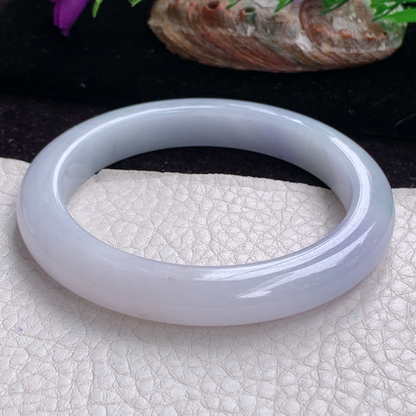 z甜美款54.5*9.5*8.5平安镯 天然缅甸翡翠手镯紫罗兰秀气正圈玉镯子