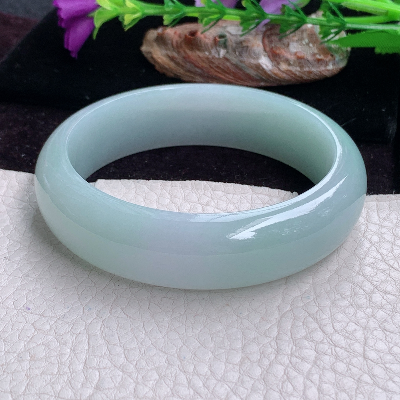 hy实拍58.8*17.2*8.6轮胎镯 天然缅甸翡翠手镯蓝韵胶感正圈玉镯子