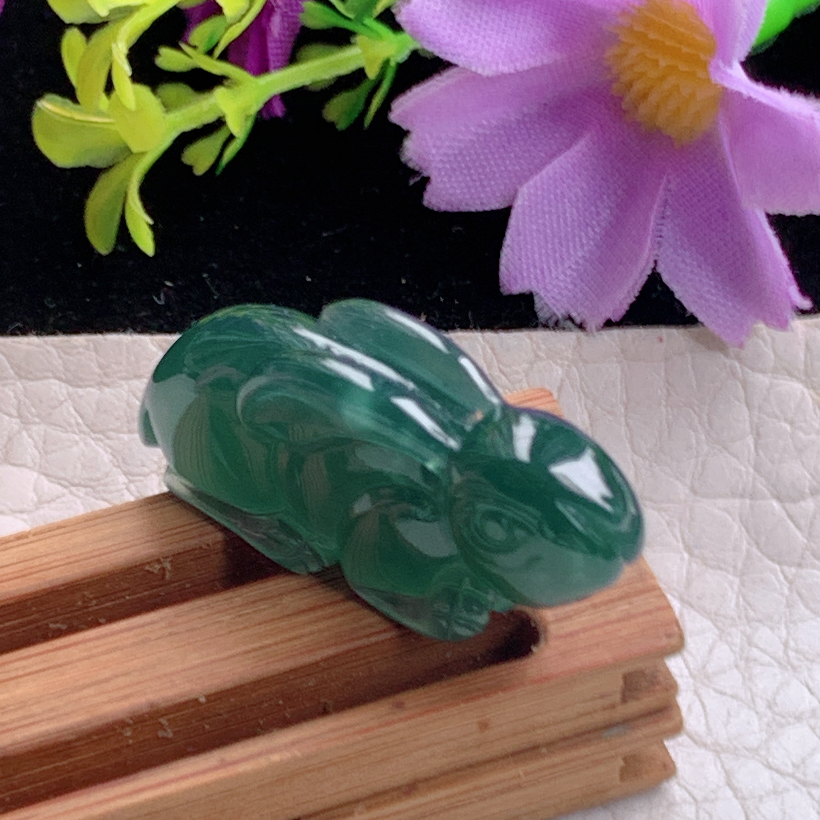 zz3实拍34*17*8.5翡翠冰透蓝水立体生肖兔子吊坠 宝宝小孩平安玉坠