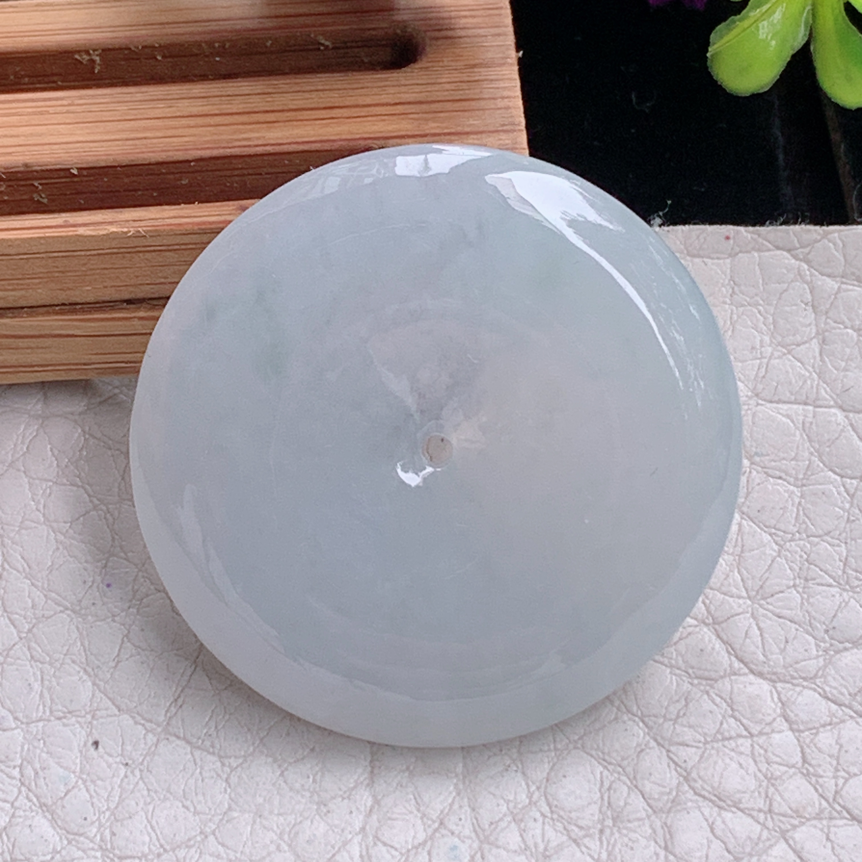 zz3实拍35.8*6缅甸翡翠冰糯白月光大平安扣吊坠国潮风玉扣毛衣坠