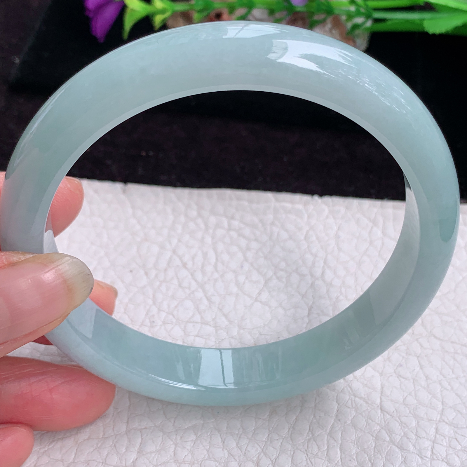 pj大圈口66*12.8*8.5平安镯 天然缅甸翡翠手镯晴水正圈玉镯子