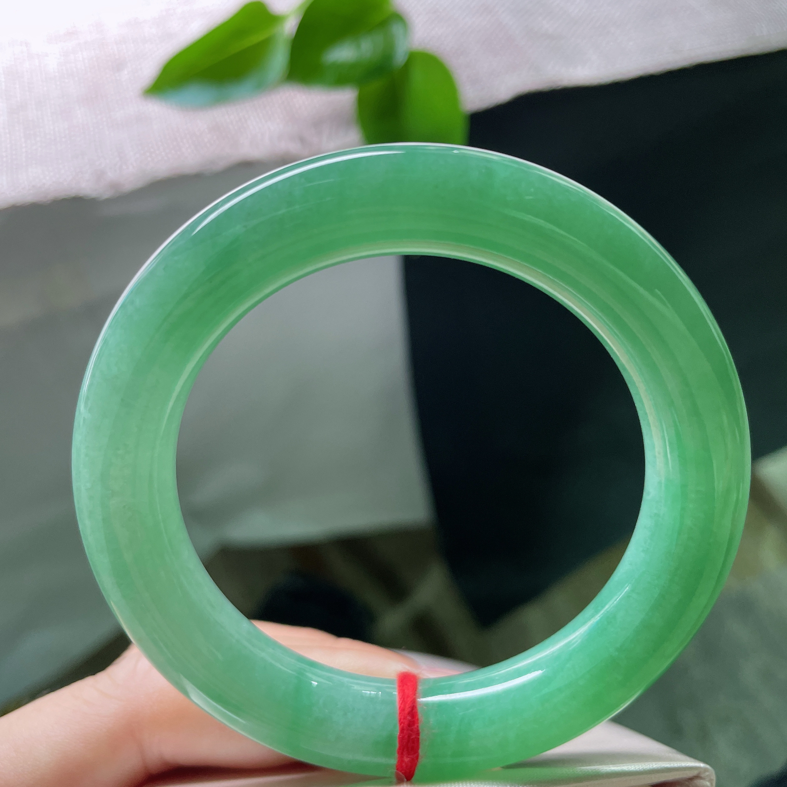 55.4/11.8，满绿圆条，瑰丽，藏一片春水在底，衬得浮翠愈发灵动。无纹裂