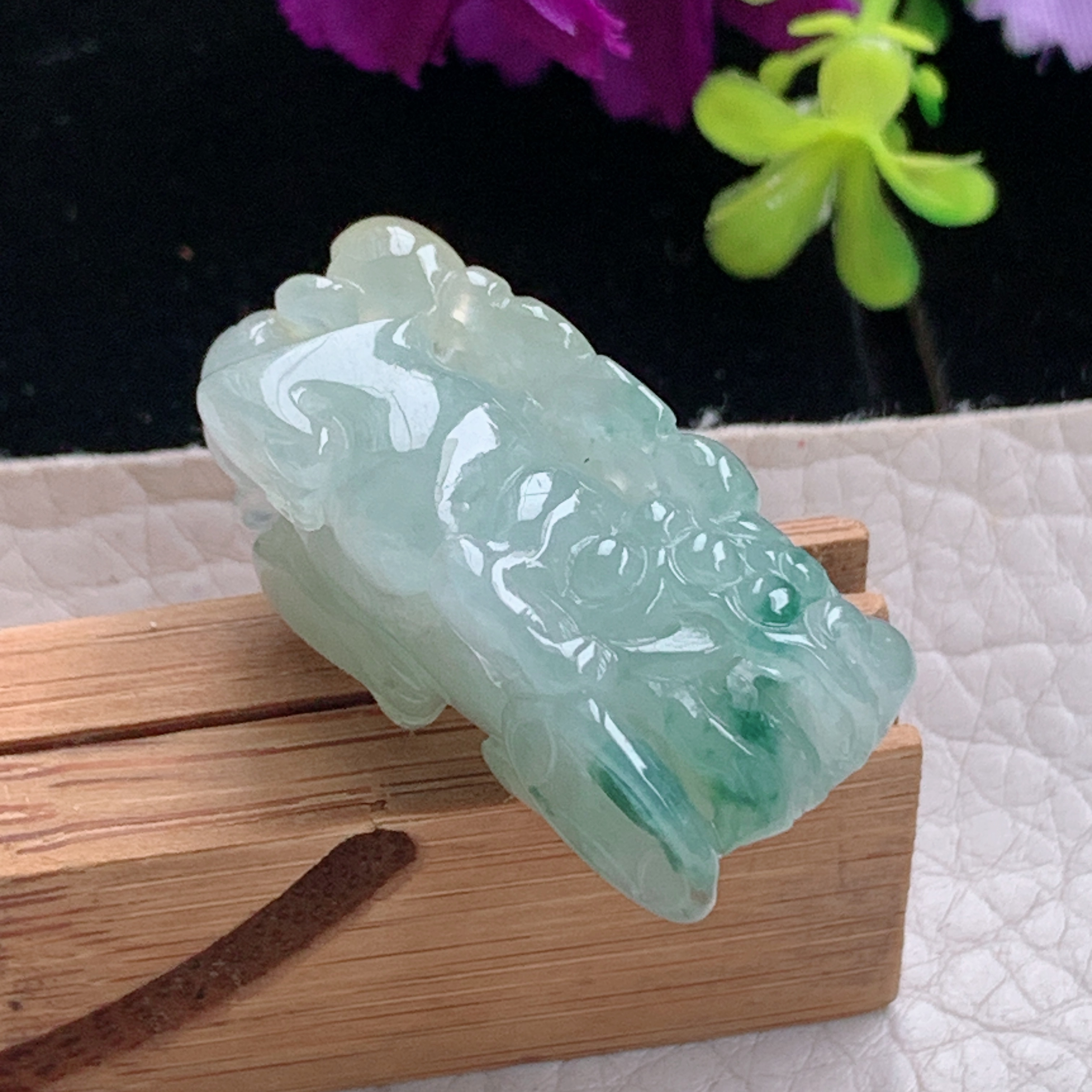 zz3实拍32*16*13.8缅甸翡翠冰三彩招财貔貅吊坠皮休瑞兽玉坠