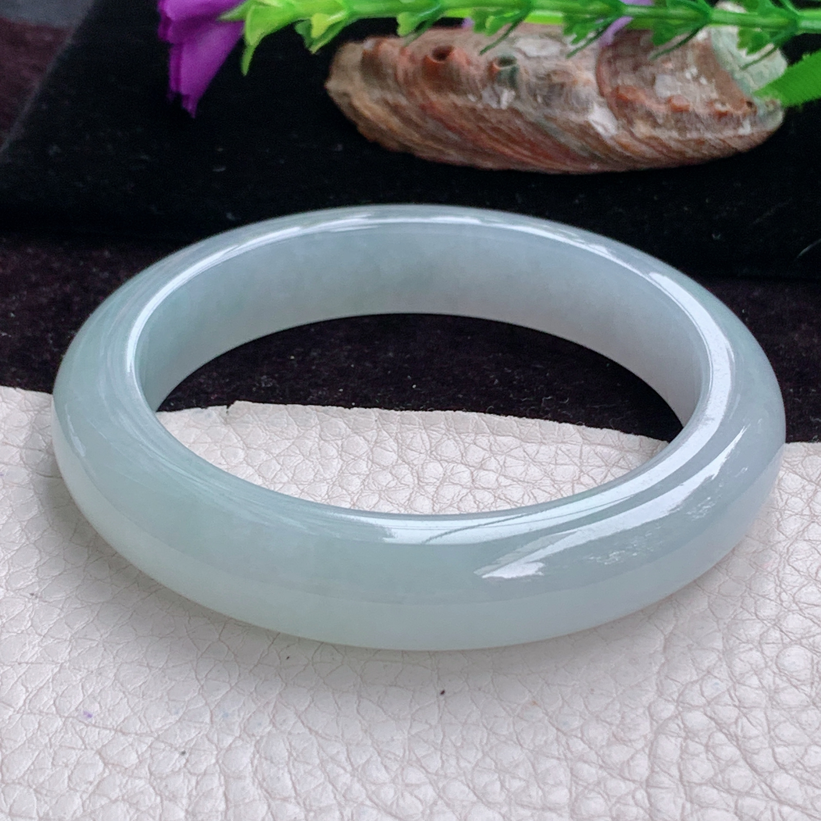 fx实拍58*12.5*9.2平安镯 天然缅甸翡翠手镯冰胶晴美正圈玉镯子