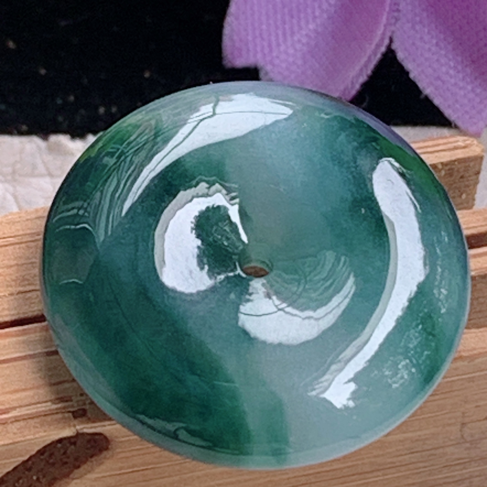 zz3实拍21*5.3缅甸翡翠冰蓝花小平安扣吊坠 宝宝小孩平安玉坠