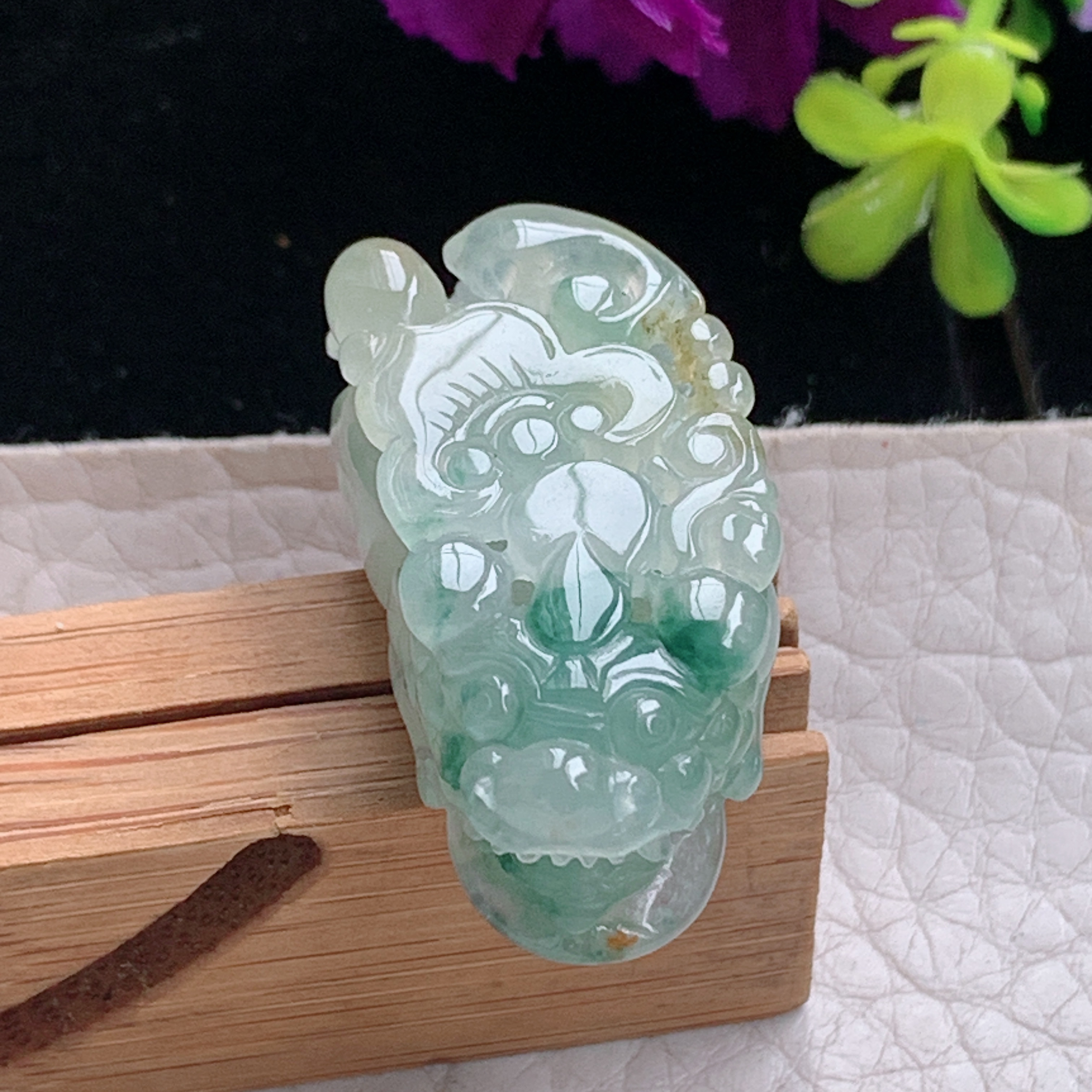 zz3实拍32*16*13.8缅甸翡翠冰三彩招财貔貅吊坠皮休瑞兽玉坠