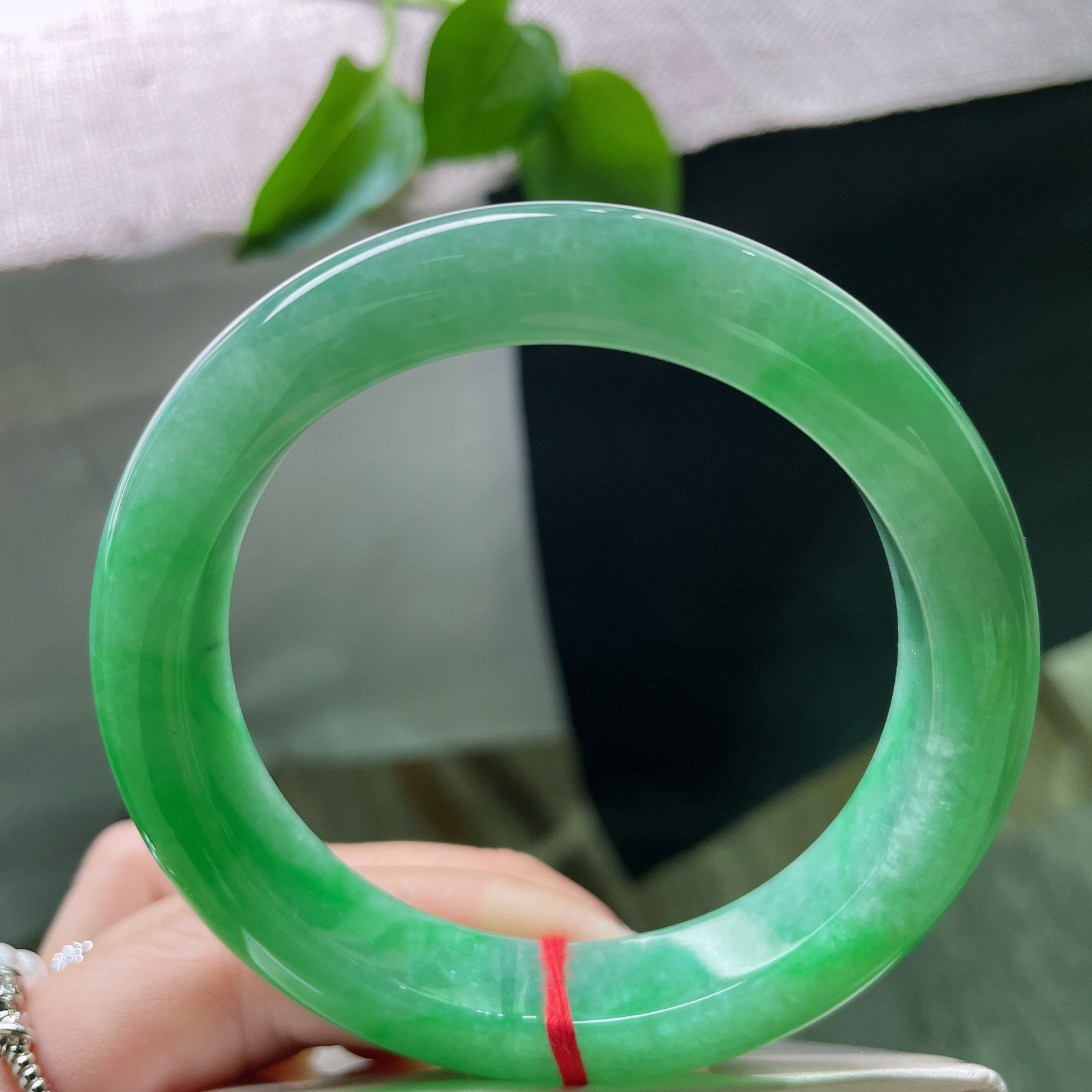 58.6/12.7/9.5绿底正圈，腕间轻绕，是凝固的春水，是具象的青山。无纹裂