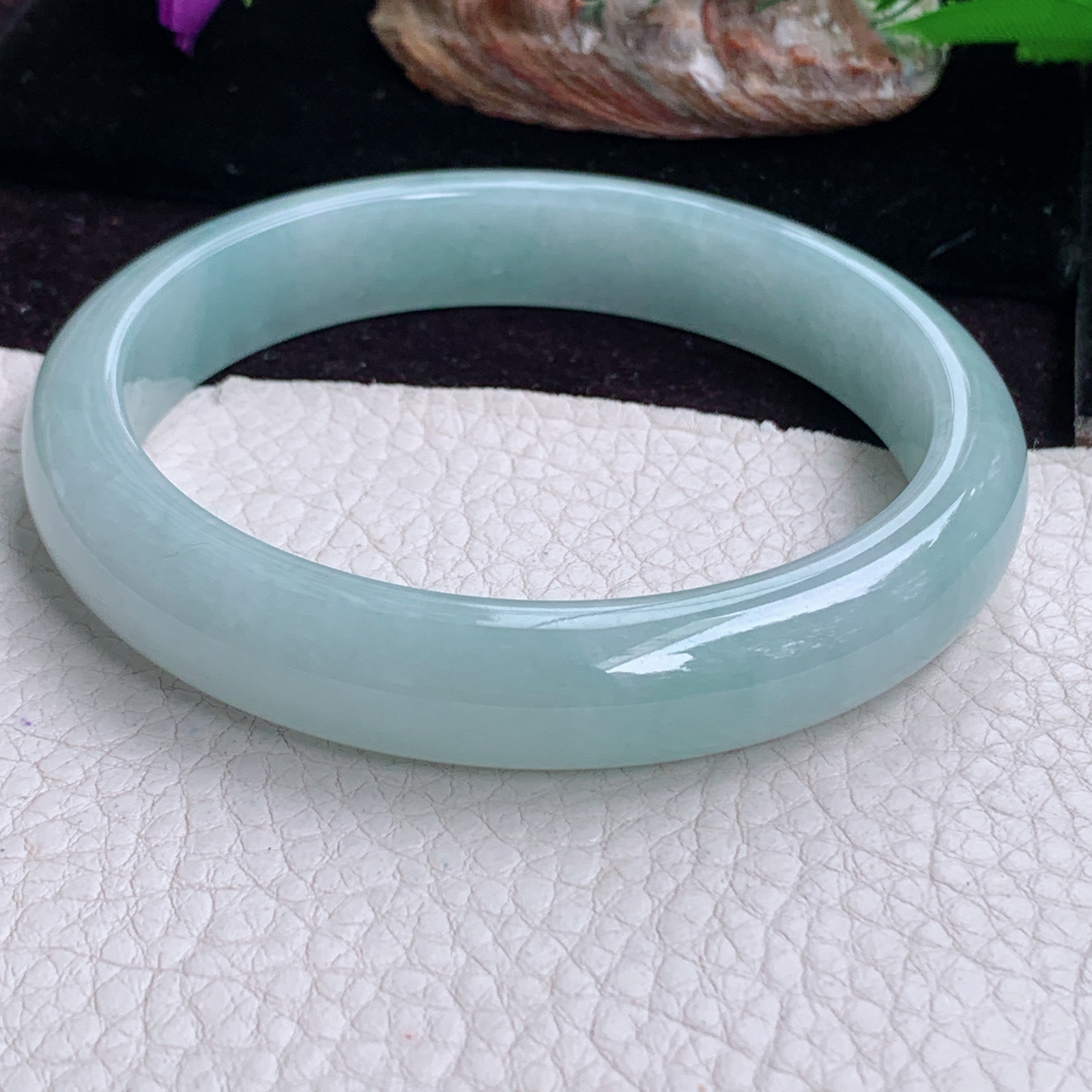 pj大圈口66*12.8*8.5平安镯 天然缅甸翡翠手镯晴水正圈玉镯子