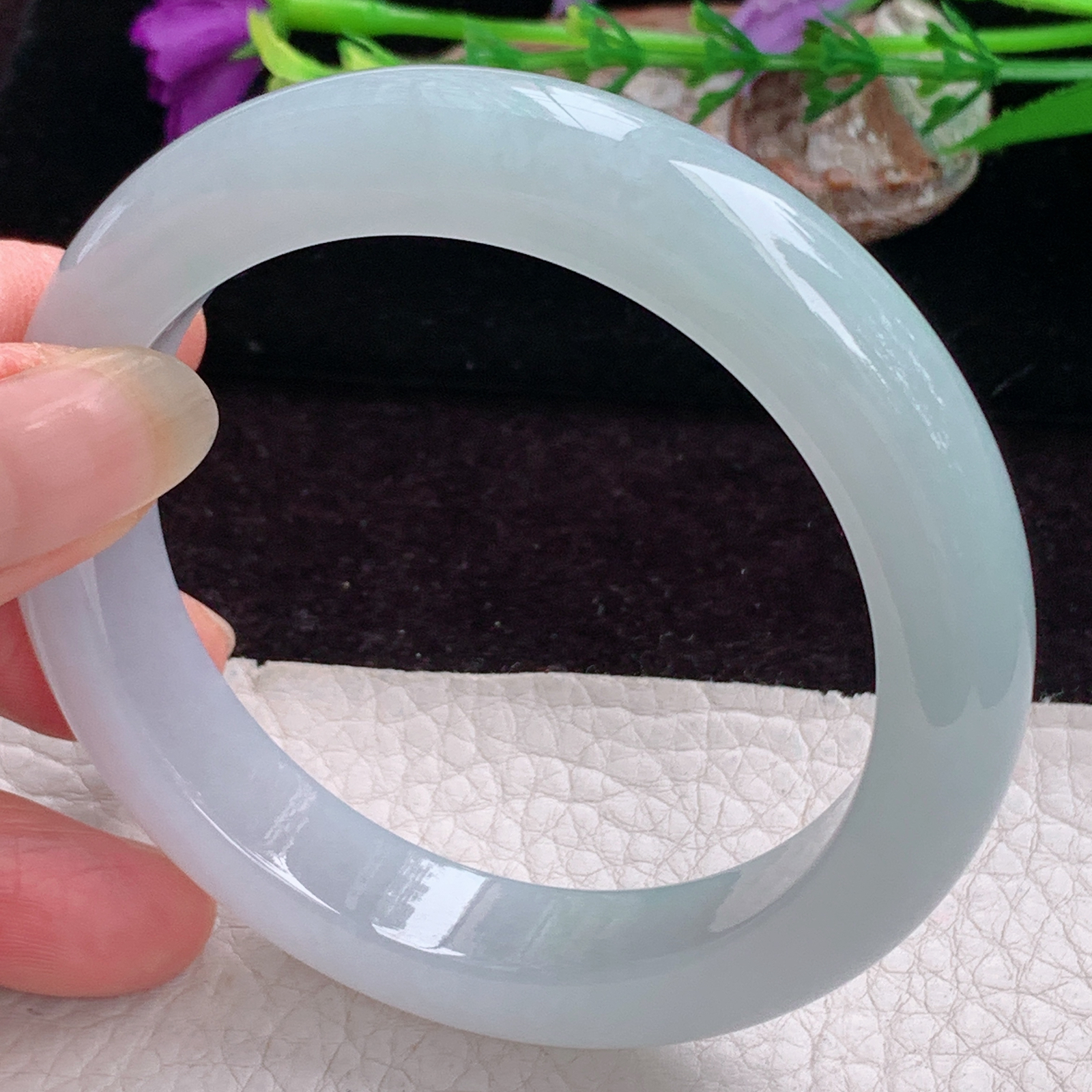 fx实拍58*12.5*9.2平安镯 天然缅甸翡翠手镯冰胶晴美正圈玉镯子