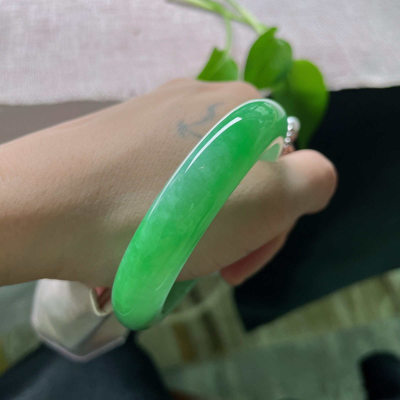 52.6/12.6/8.6，满绿正圈，是皇冠上的明珠，雍容华贵，娇媚多姿。无纹裂