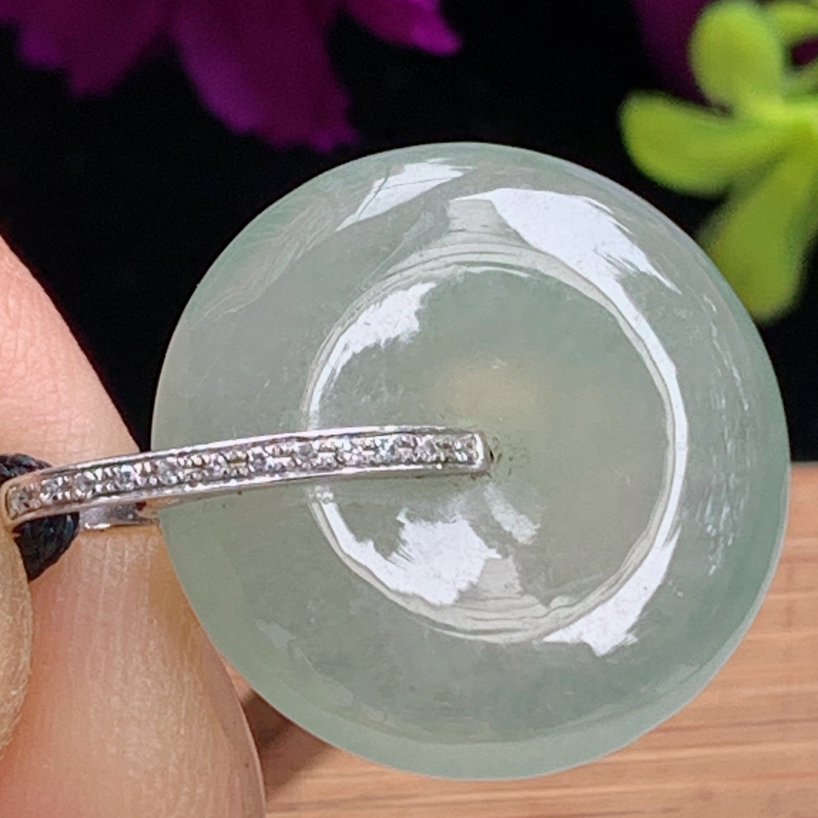 zz3实拍25*20.5*5缅甸翡翠冰糖雪梨小平安扣吊坠 镶金宝宝平安锁骨坠