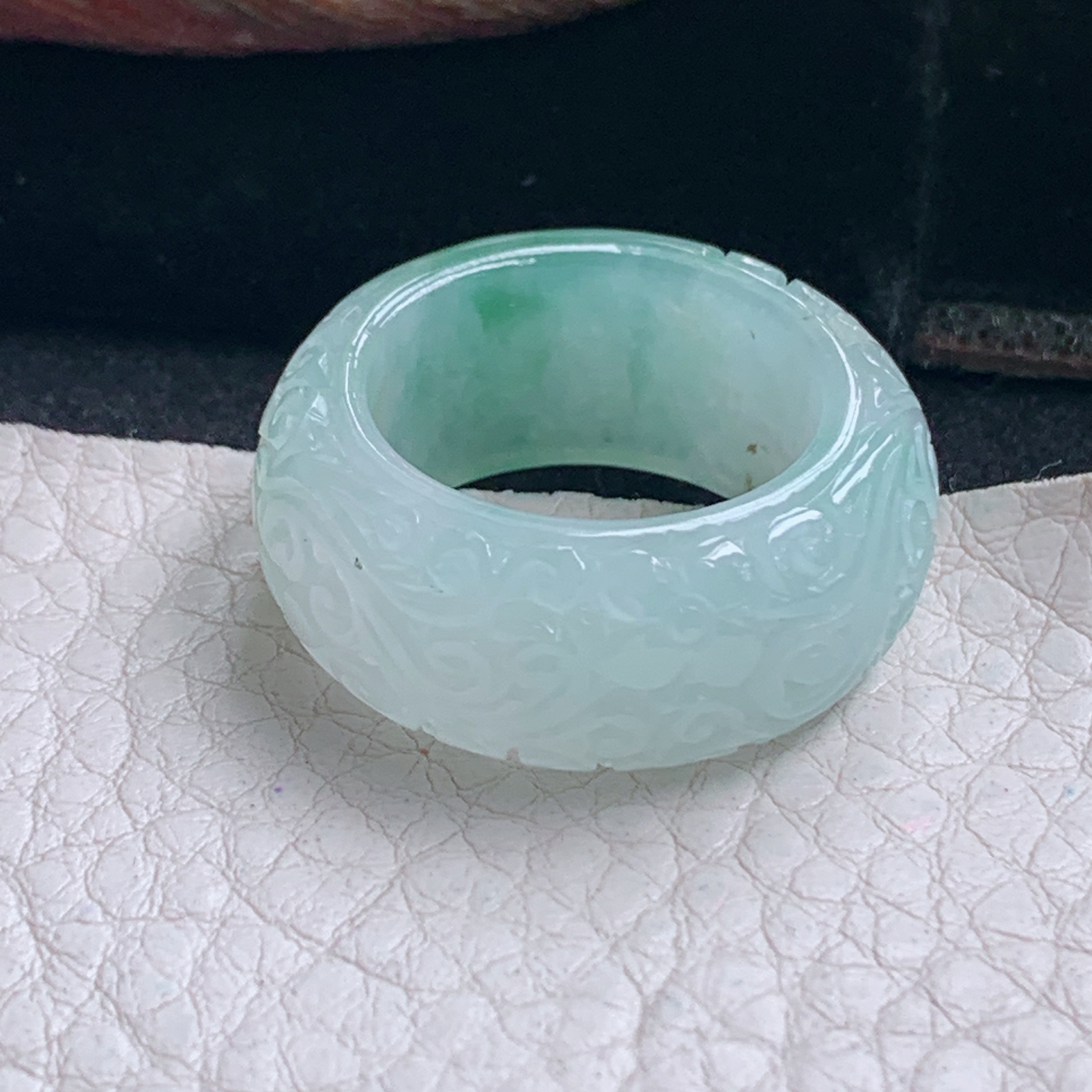 py实拍19.5*11.8*5缅甸翡翠冰飘花19.5mm内径指环 玉形指玉吊坠