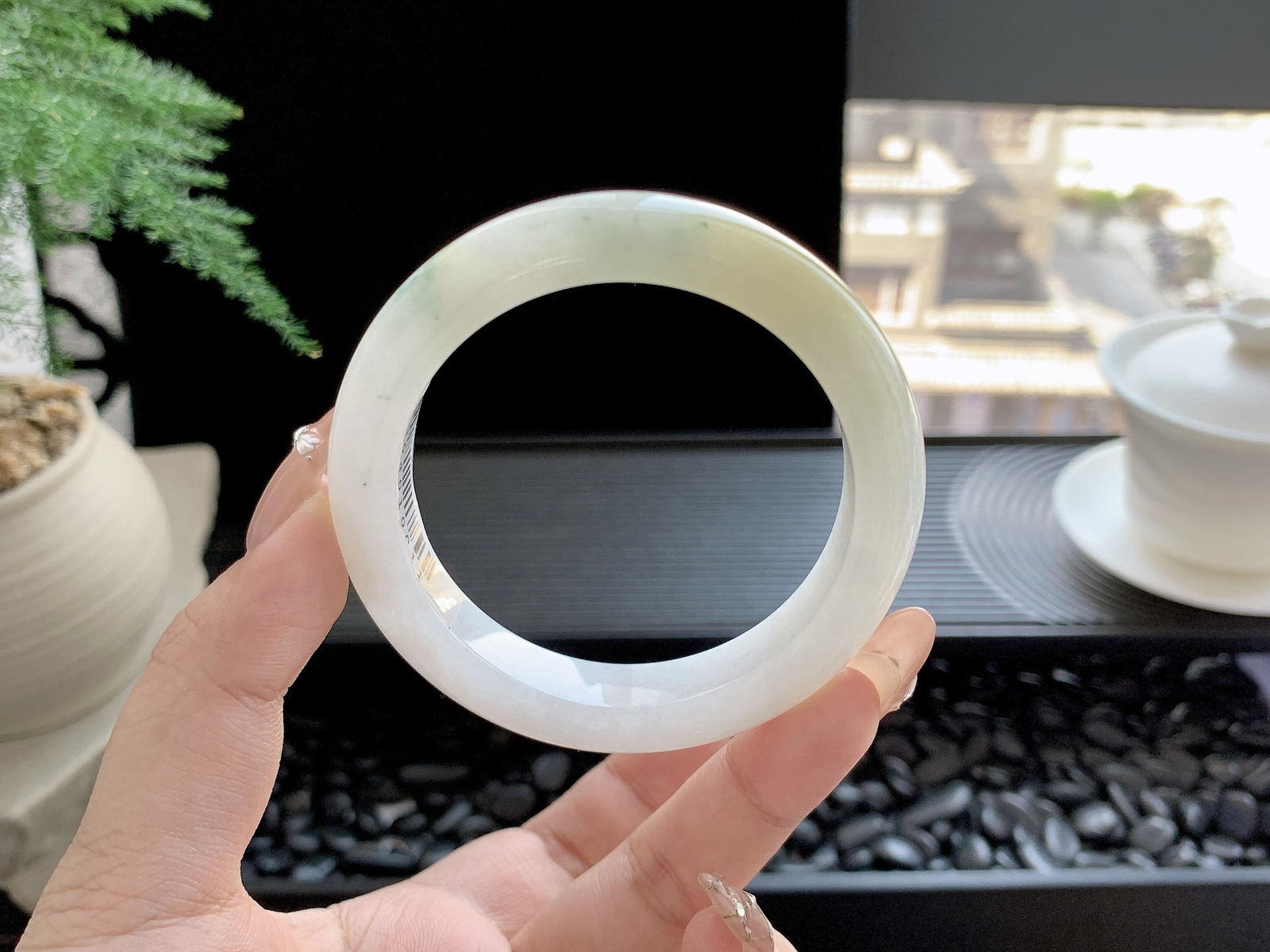 黄翡飘花手镯尺寸：52-12-8.5