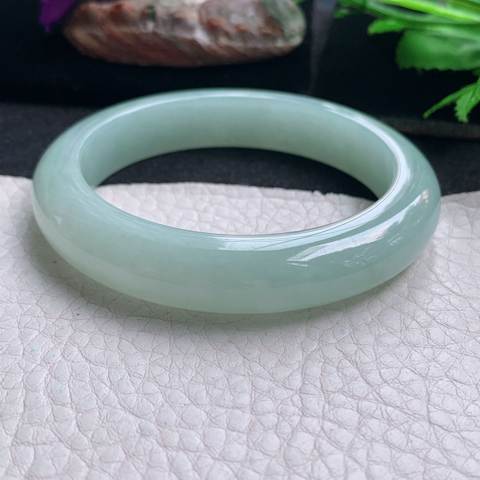 ee实拍55*11.5*8.8平安镯 天然缅甸翡翠手镯甜绿胶感正圈玉镯子