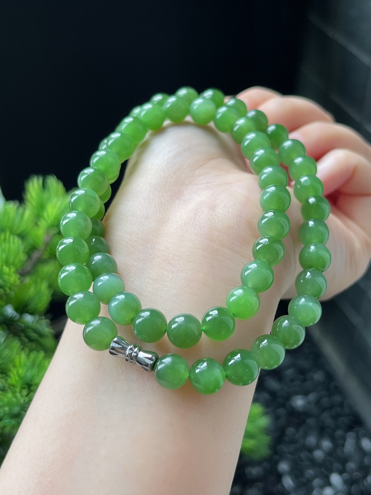 和田玉碧玉优品珠串 S925