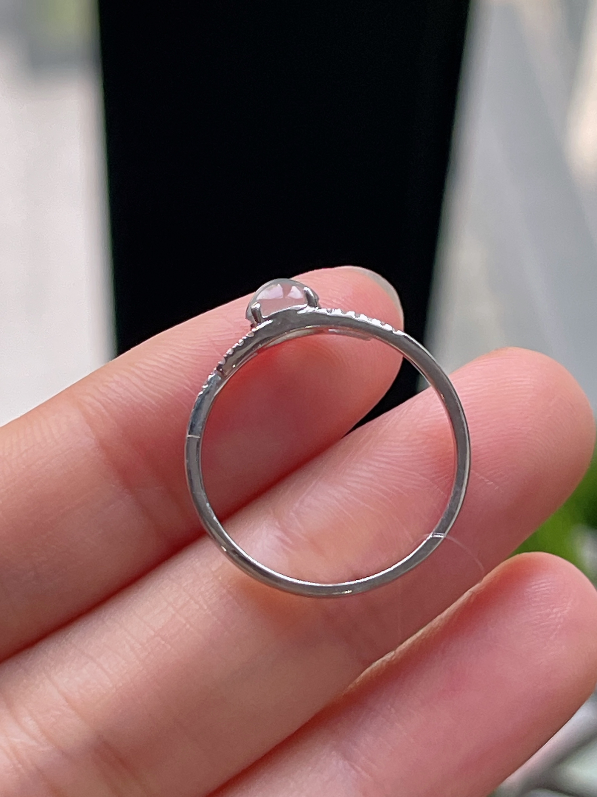 18k金伴钻石 翡翠戒指