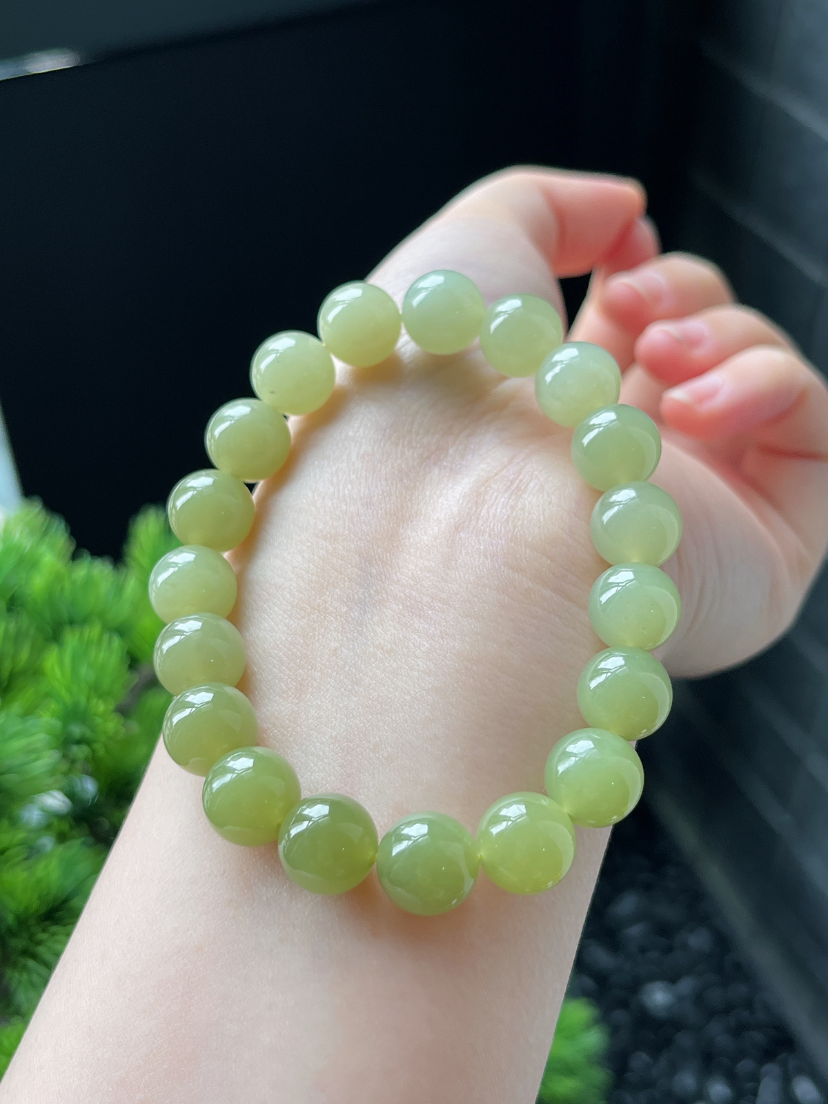 和田玉黄口渐变手串10mm