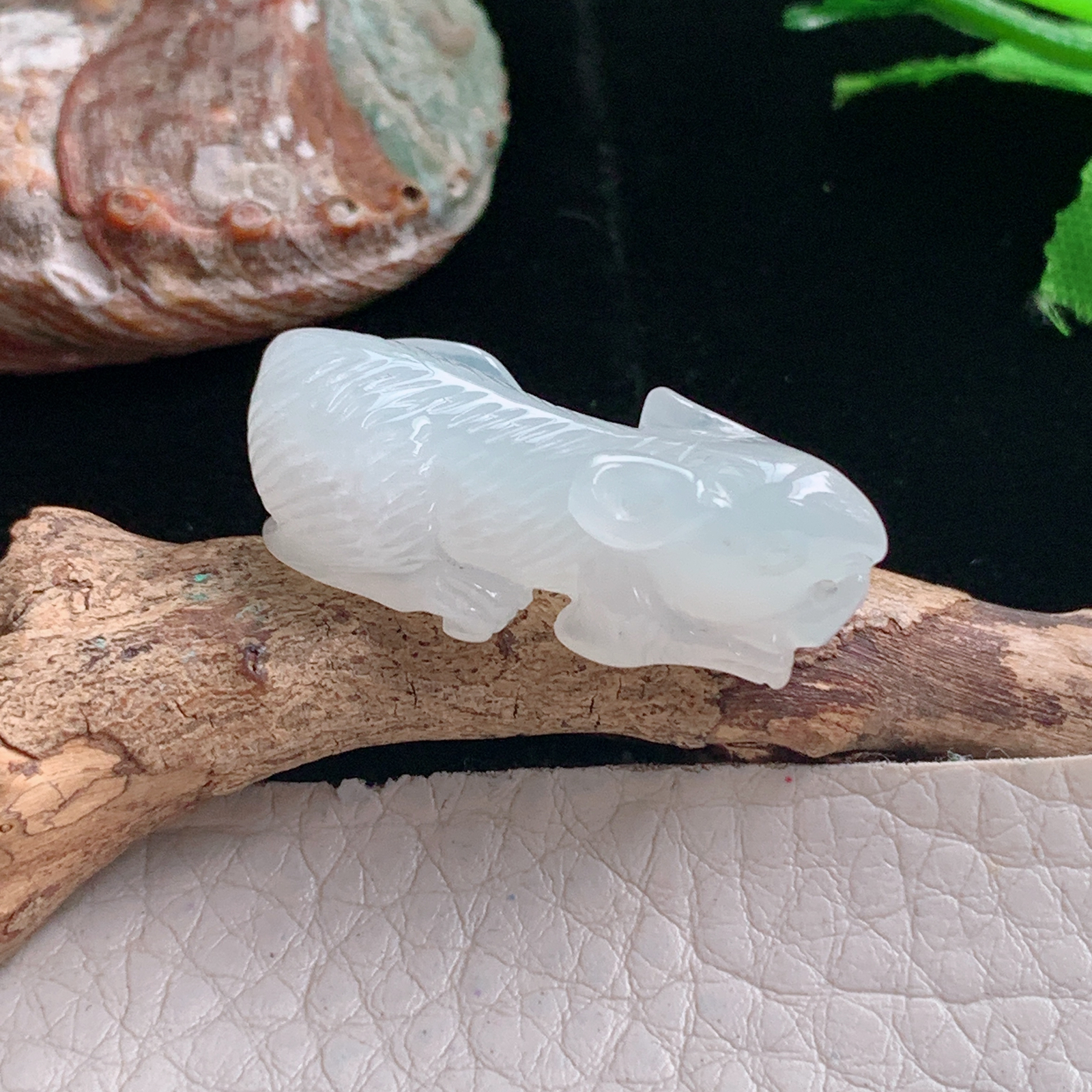 ajj实拍32.5*15.5*10.8缅甸翡翠冰纯立体招财鼠 生肖鼠玉吊坠 玉挂件