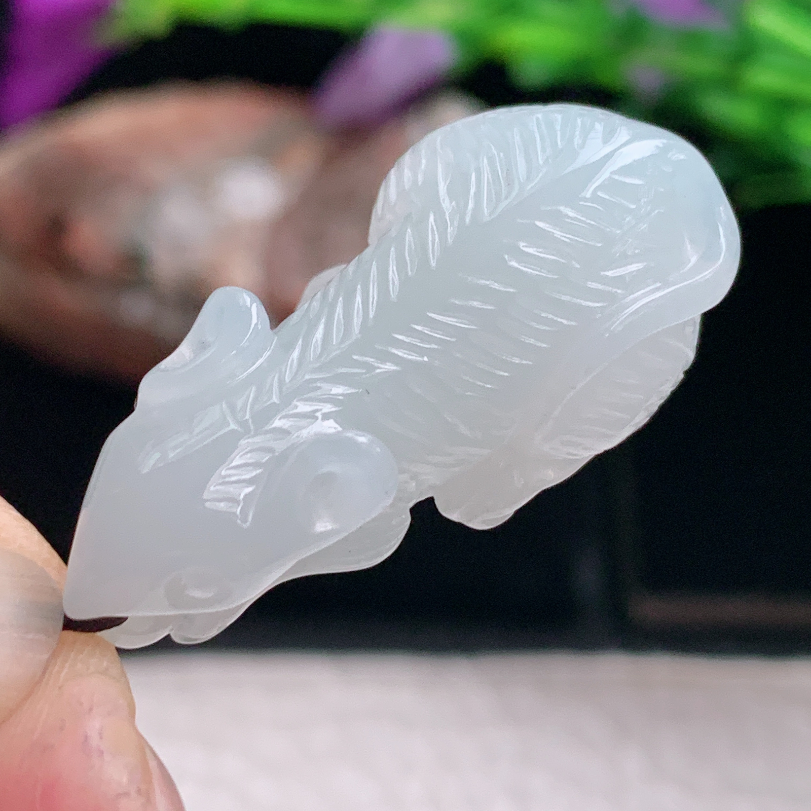 ajj实拍32.5*15.5*10.8缅甸翡翠冰纯立体招财鼠 生肖鼠玉吊坠 玉挂件