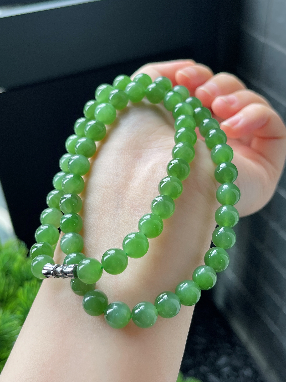 和田玉碧玉优品珠串 S925