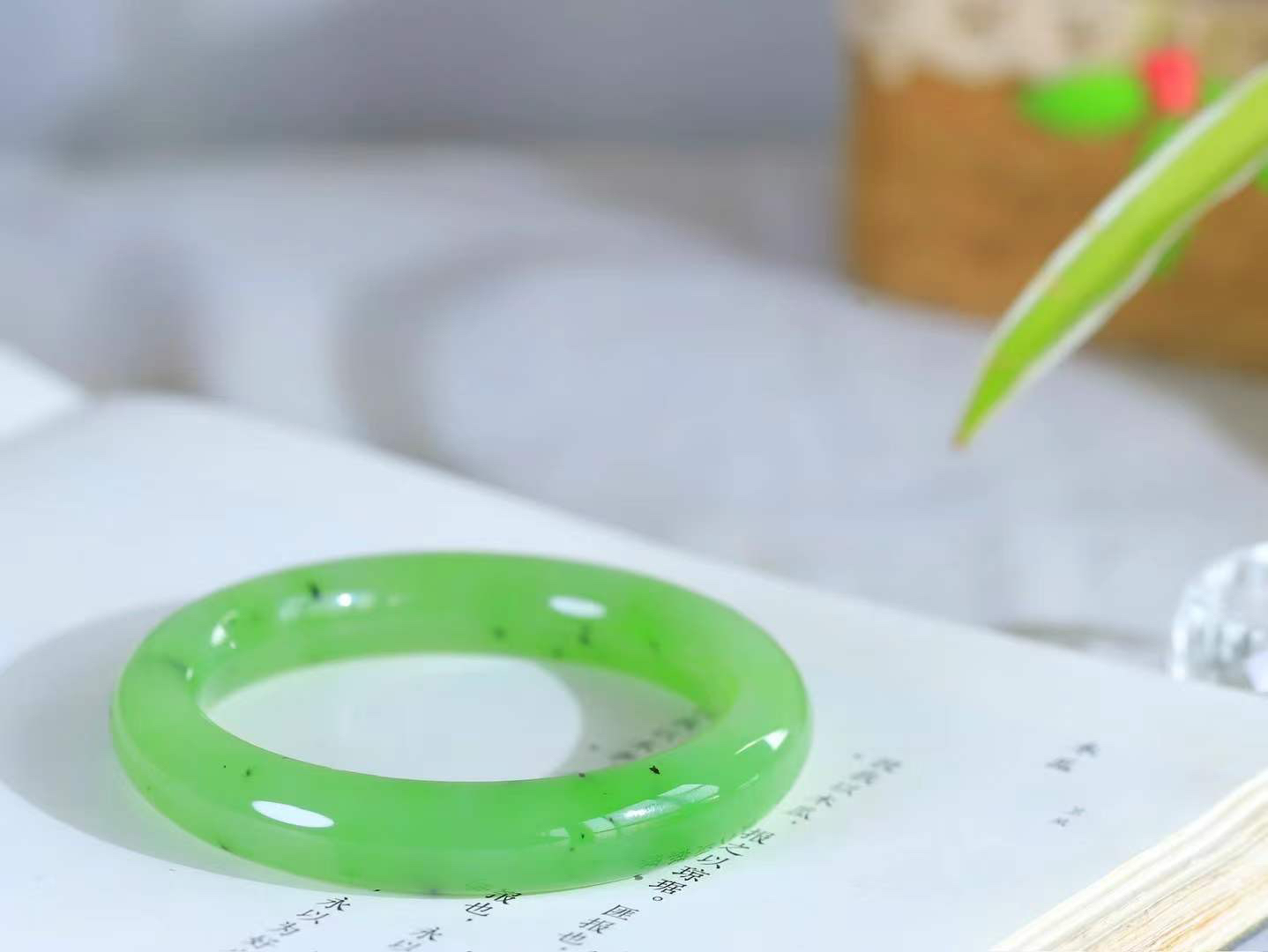 （碧色荡漾.手镯）

收藏级臻品和田玉碧玉手镯，灼灼其华想像靓妆淡伫 ，腕间绿意跳脱冰壶莹，坐间