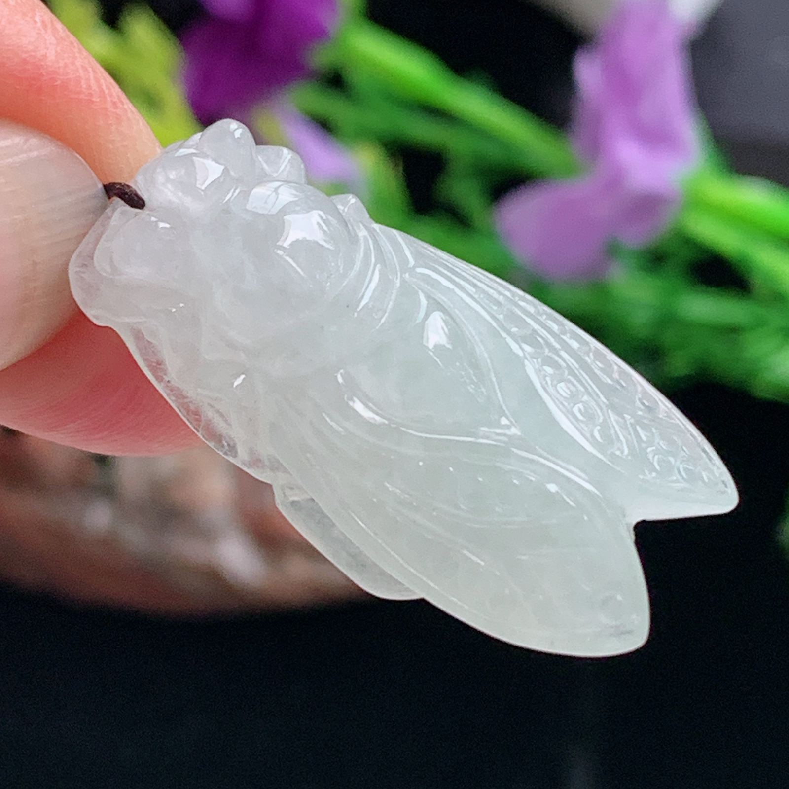 ajj实拍29*14.8*7.8缅甸翡翠冰纯一鸣惊人 蝉玉吊坠 玉挂件