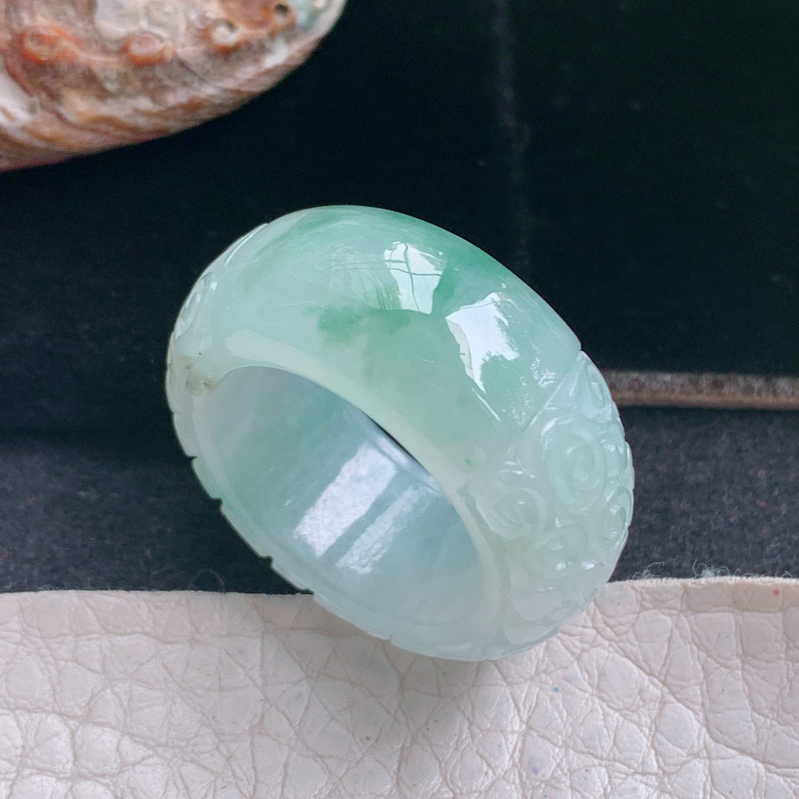 py实拍19.5*11.8*5缅甸翡翠冰飘花19.5mm内径指环 玉形指玉吊坠