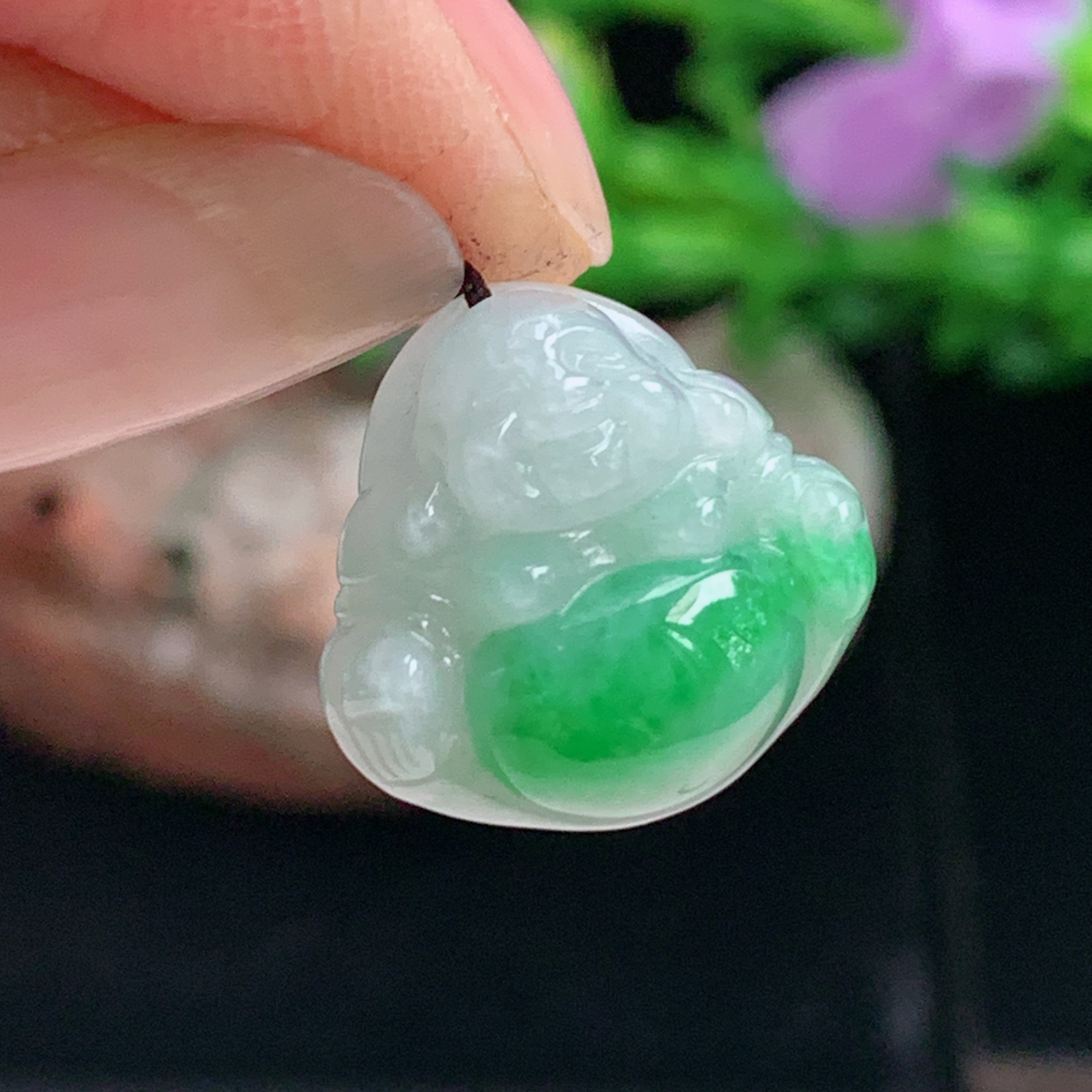 ajj实拍15*16.8*6.8缅甸翡翠辣绿饱满小佛公 弥勒佛玉吊坠 玉挂件