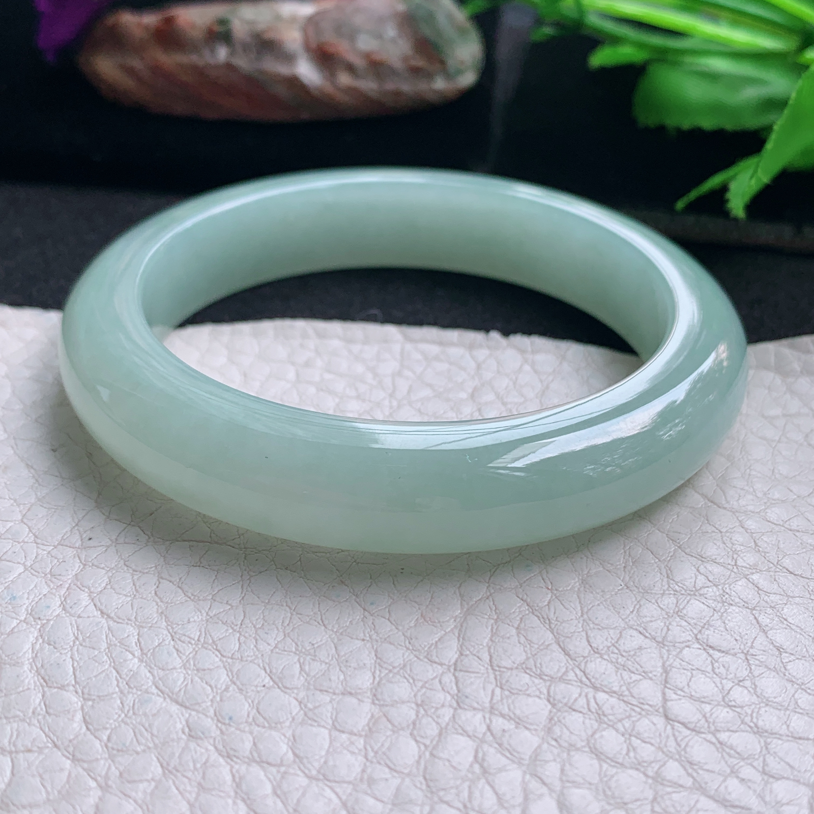 ee实拍55*11.5*8.8平安镯 天然缅甸翡翠手镯甜绿胶感正圈玉镯子