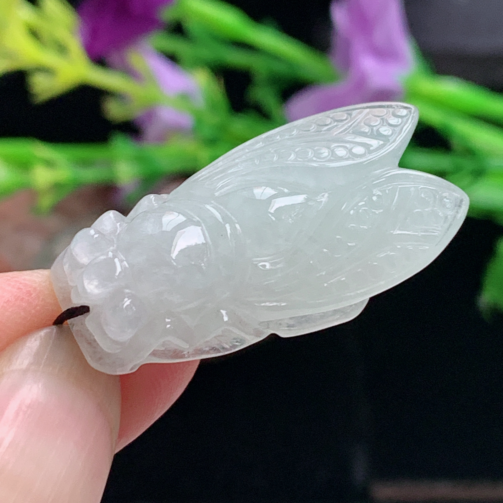 ajj实拍29*14.8*7.8缅甸翡翠冰纯一鸣惊人 蝉玉吊坠 玉挂件