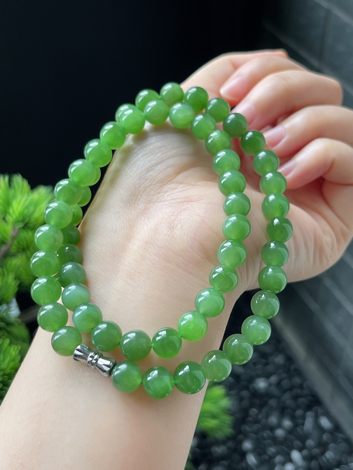 和田玉碧玉优品珠串 S925