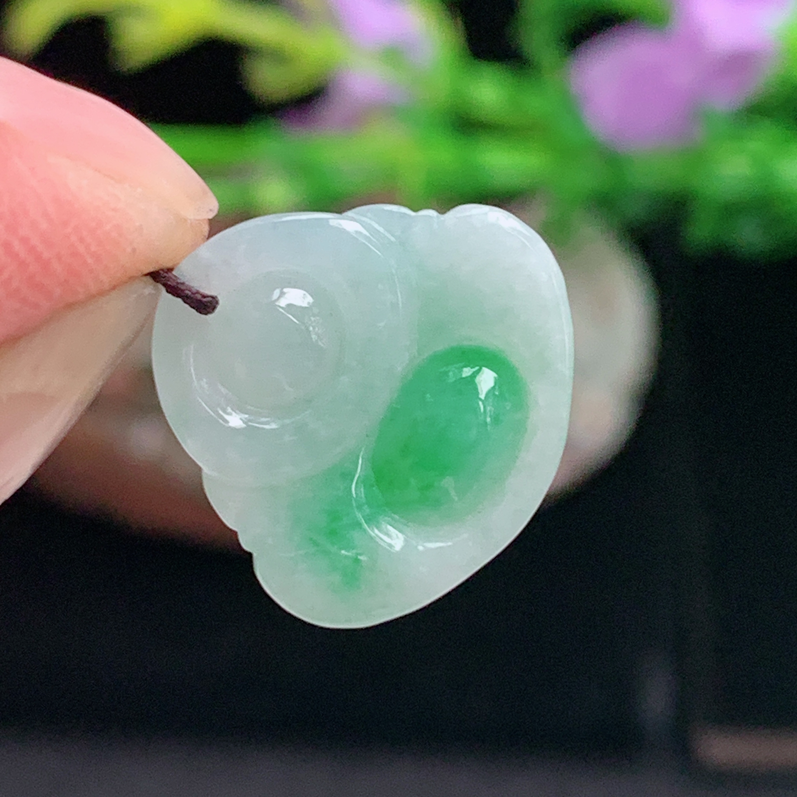 ajj实拍15*16.8*6.8缅甸翡翠辣绿饱满小佛公 弥勒佛玉吊坠 玉挂件