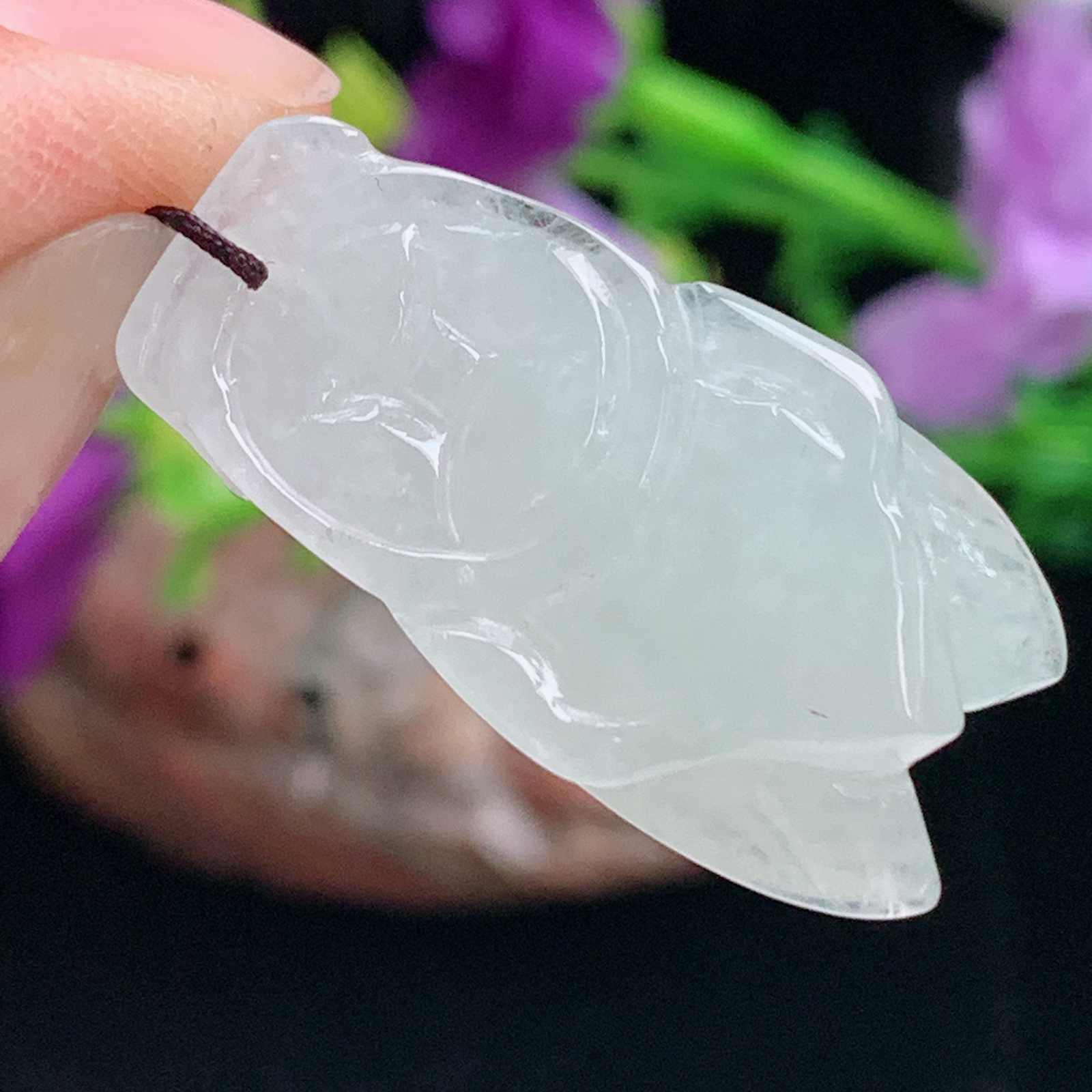 ajj实拍29*14.8*7.8缅甸翡翠冰纯一鸣惊人 蝉玉吊坠 玉挂件