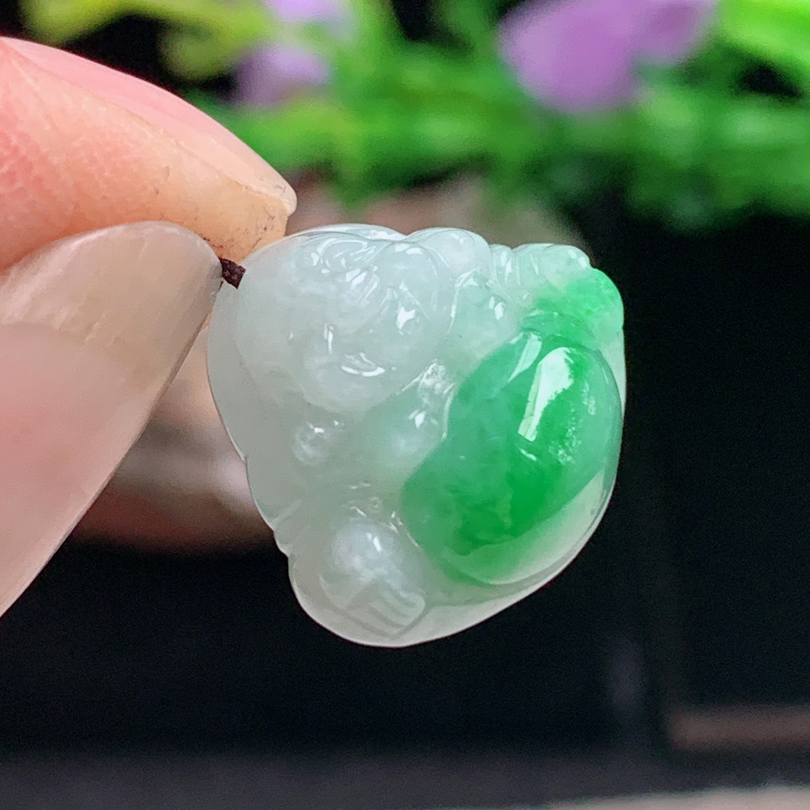 ajj实拍15*16.8*6.8缅甸翡翠辣绿饱满小佛公 弥勒佛玉吊坠 玉挂件