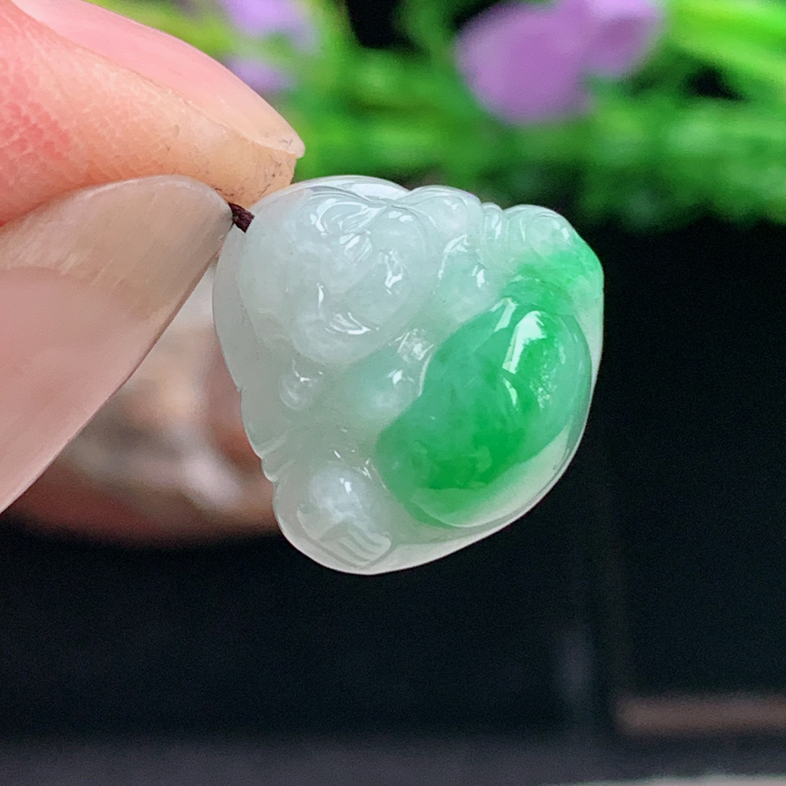 ajj实拍15*16.8*6.8缅甸翡翠辣绿饱满小佛公 弥勒佛玉吊坠 玉挂件