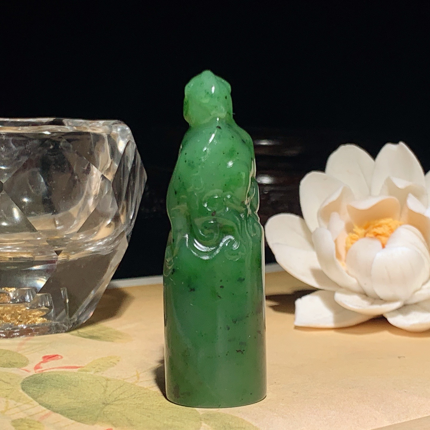 和田玉阳绿俄罗斯碧玉招财进宝貔貅印章 尺寸61/19重39.5克 玉质细腻油润 底色纯净 脂粉好，品质好。lt260328