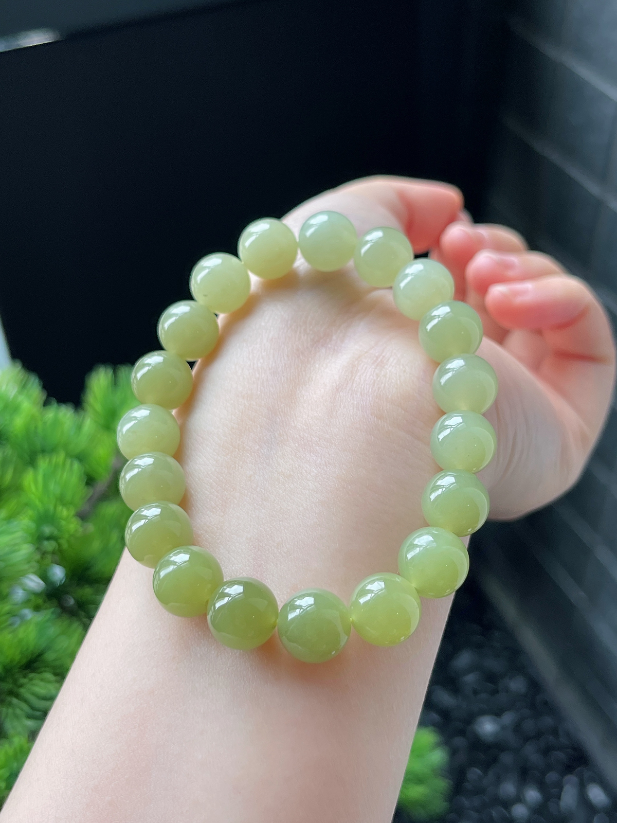 和田玉黄口渐变手串10mm