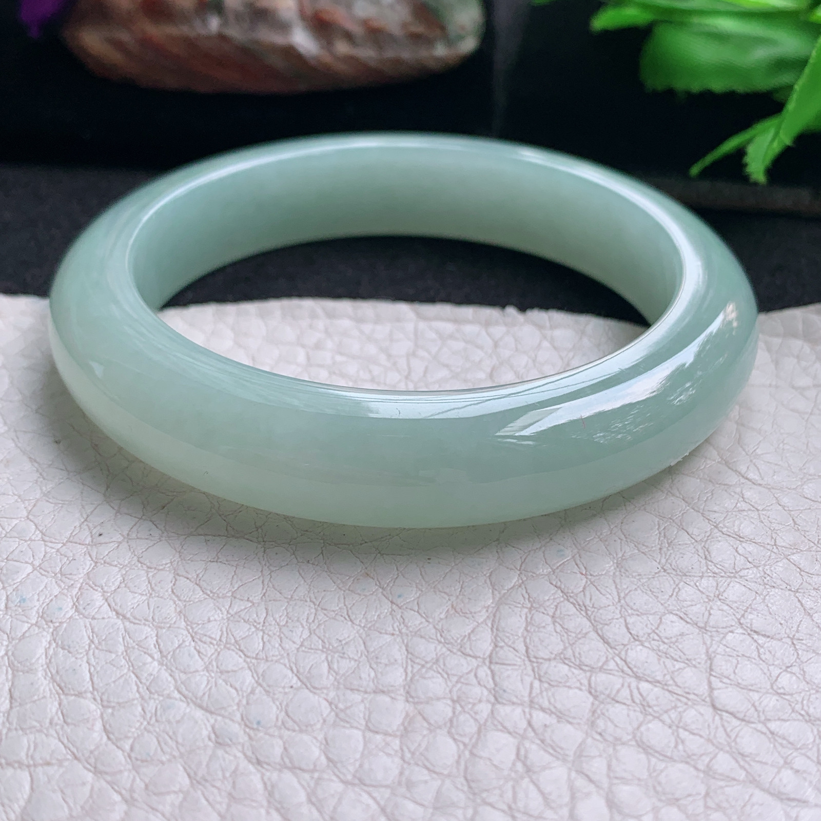 ee实拍55*11.5*8.8平安镯 天然缅甸翡翠手镯甜绿胶感正圈玉镯子