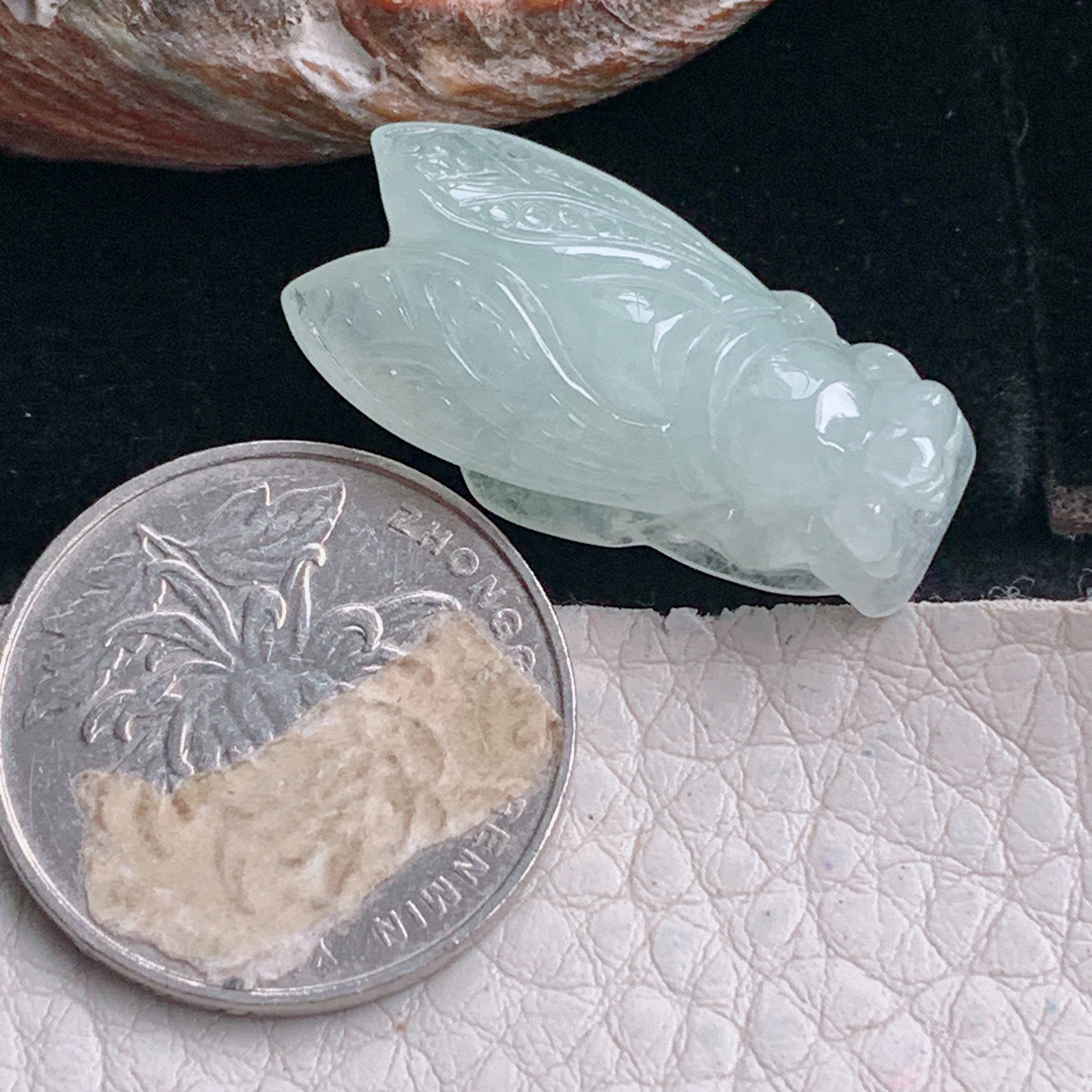 ajj实拍29*14.8*7.8缅甸翡翠冰纯一鸣惊人 蝉玉吊坠 玉挂件