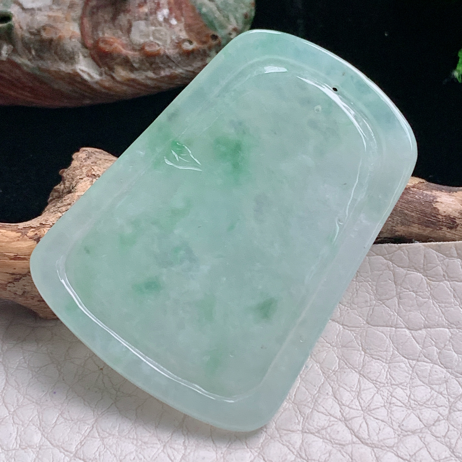 ajj实拍50*36.5*5.8缅甸翡翠水绿马上发财 生肖马玉吊坠 玉挂件